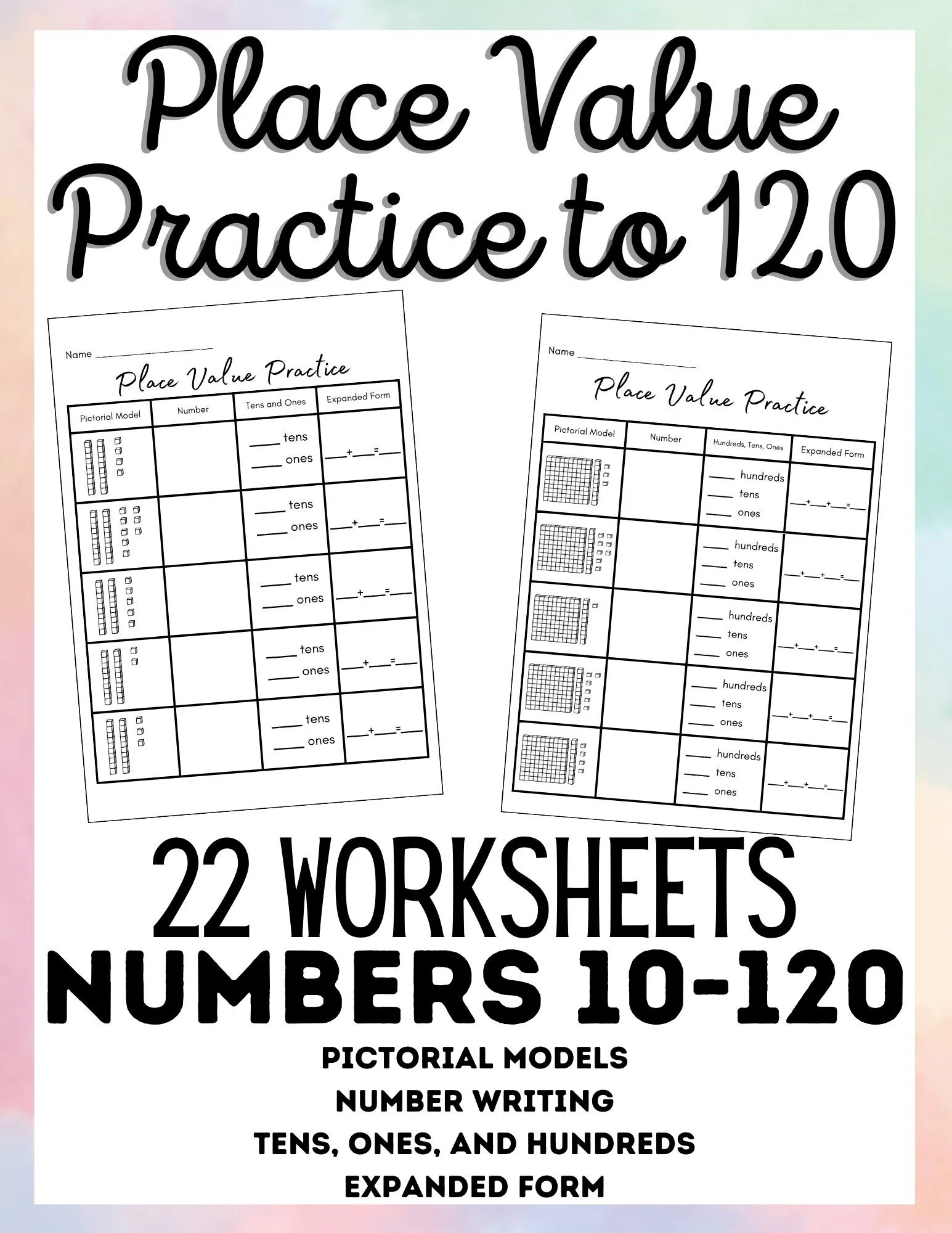 Place Value Worksheets Numbers Up To 120 Pictorial Models Numbers Expanded Form Etsy Place Value Worksheets Numbers Up To 120 Pictorial Models Numbers Expanded Form Etsy
