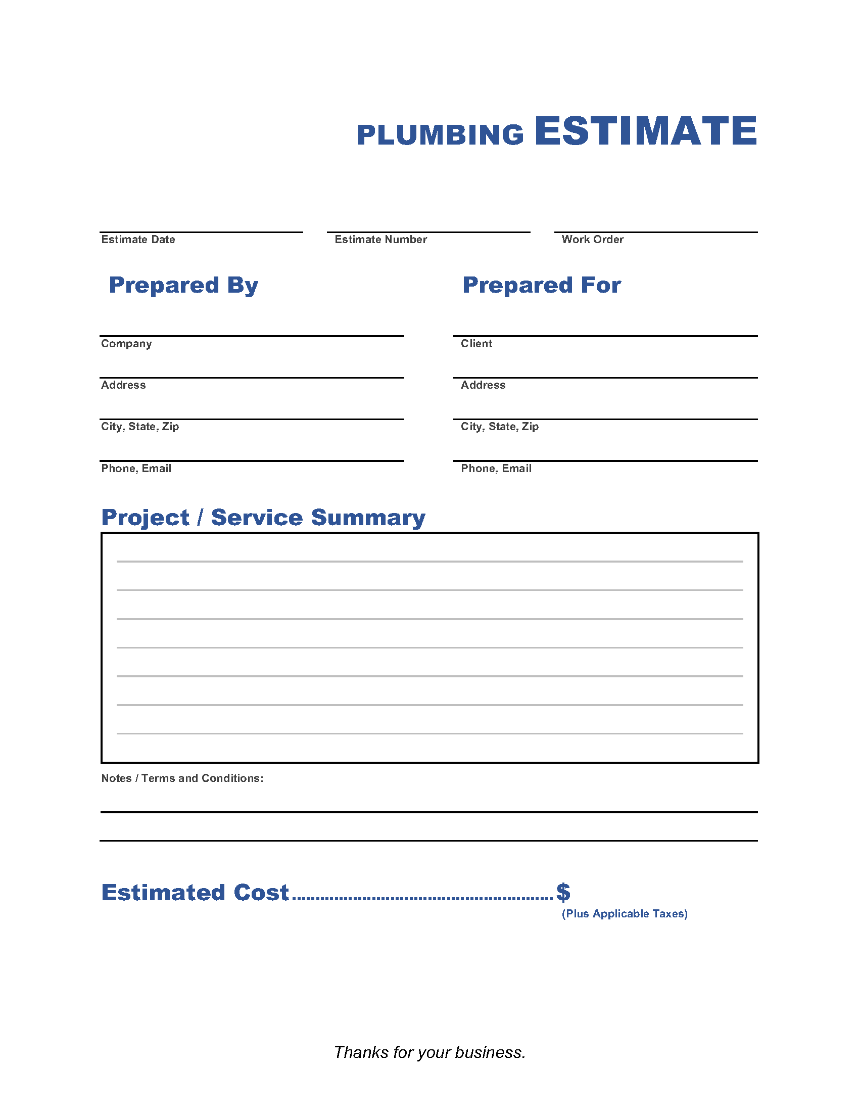 Plumbing Estimate Template Invoice Maker Plumbing Estimate Template Invoice Maker