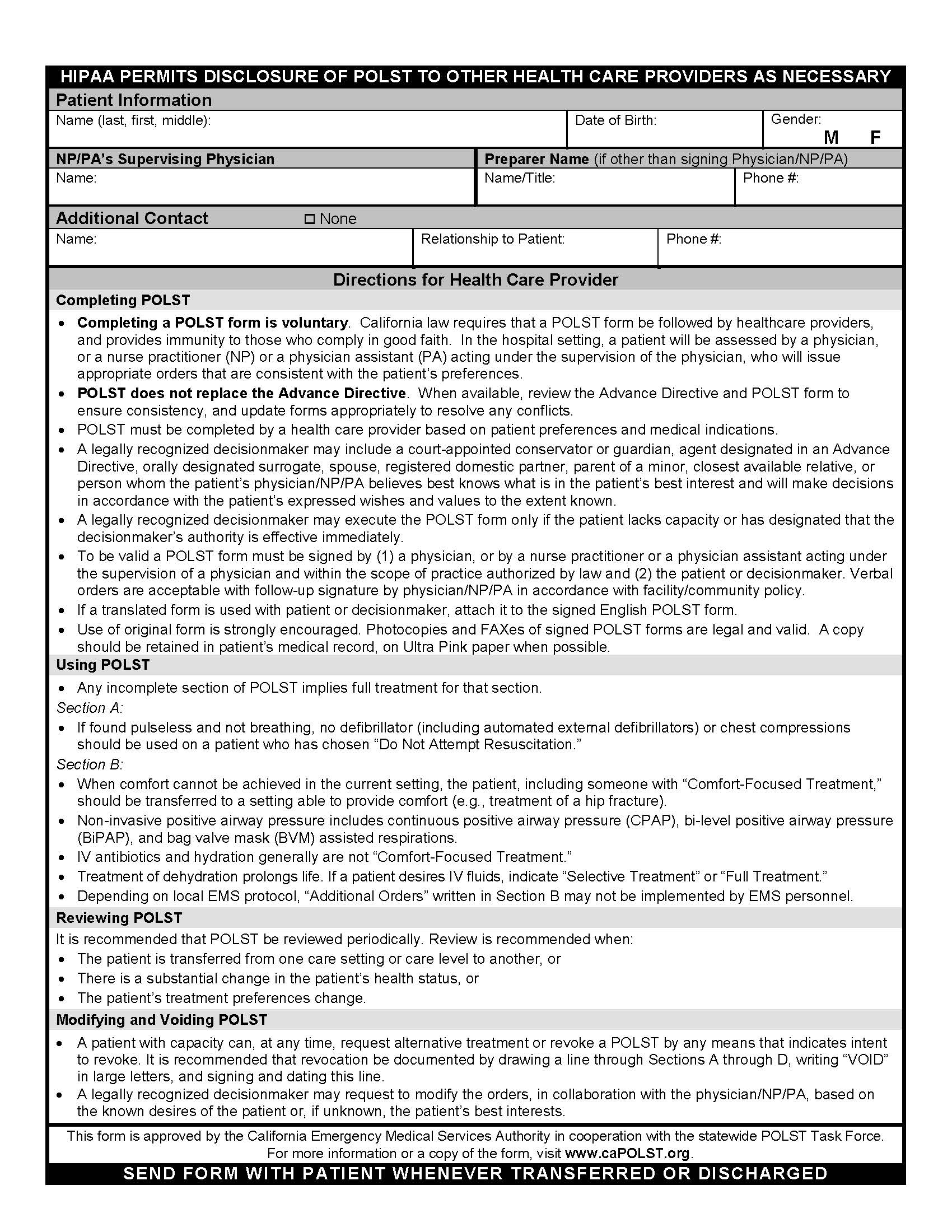 Printable Pa Polst Form