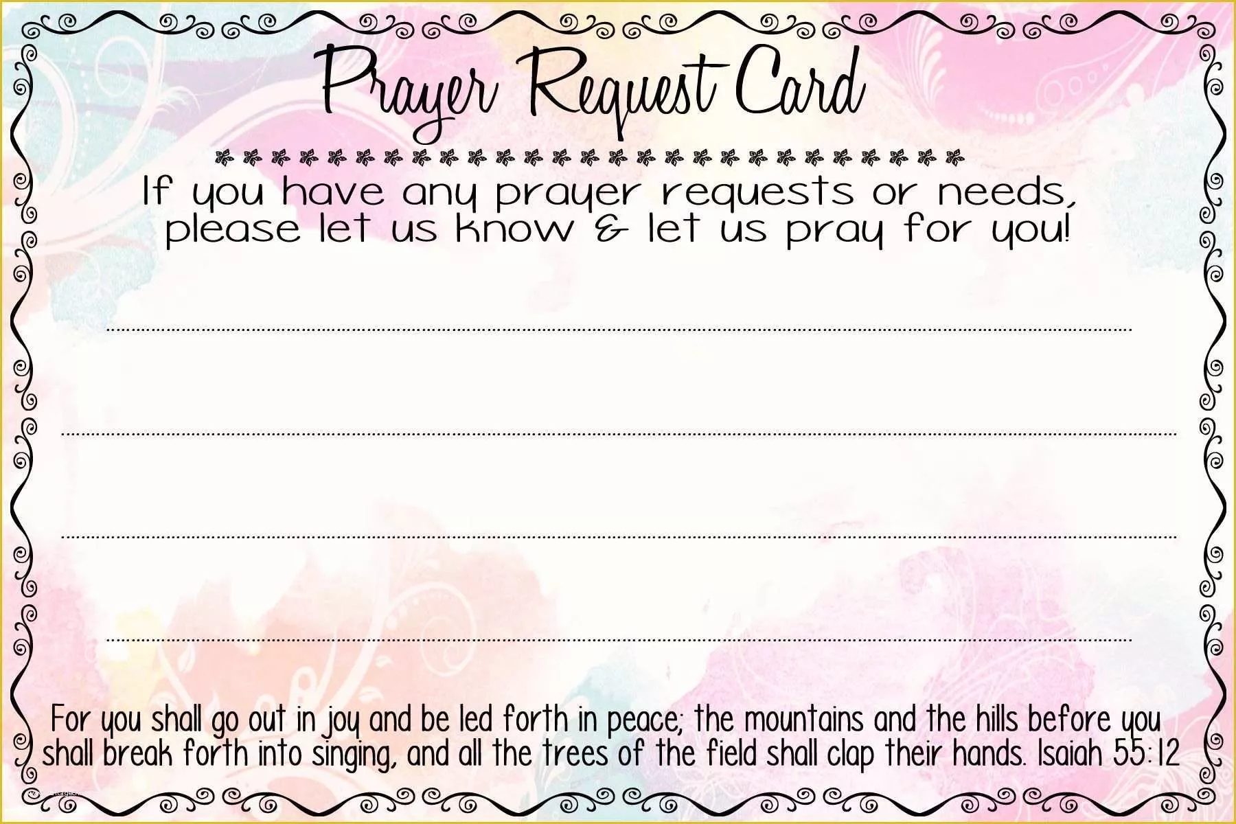 Prayer Request Card Template Project Management Templates