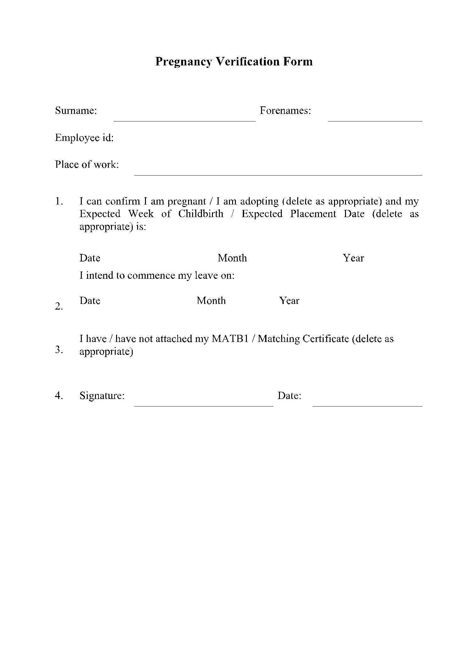 Pregnancy Verification Form Free Template CocoSign Pregnancy Verification Form Free Template CocoSign