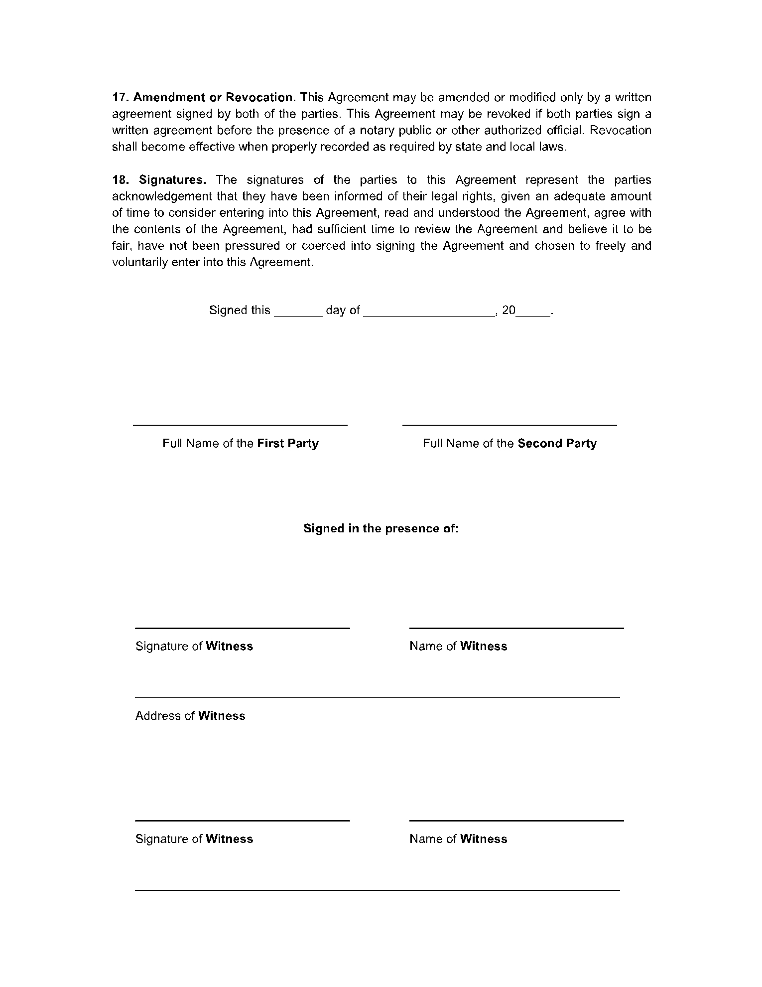 Prenuptial Agreement Template Free To Print Save Download