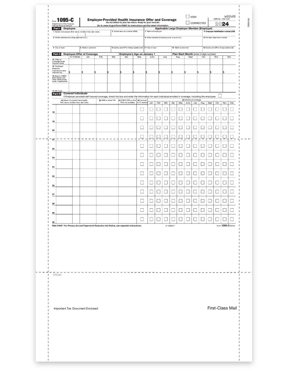 Pressure Seal 1095 C Form 14 EZ Fold Discount Tax Forms