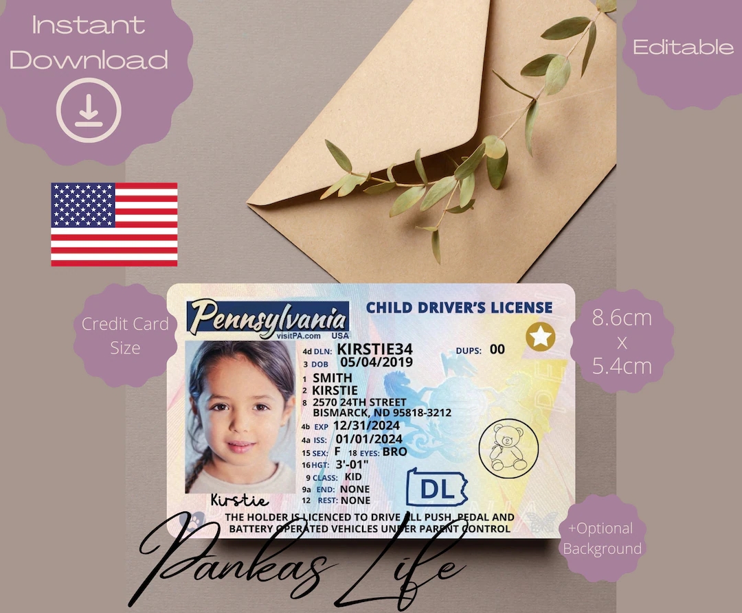 Pretend Play Usa Driver License For Kids Pennsylvania Driving Licence Template Printable Toy Editable Keep Driving Passed Driving Etsy Pretend Play Usa Driver License For Kids Pennsylvania Driving Licence Template Printable Toy Editable Keep Driving Passed Driving Etsy