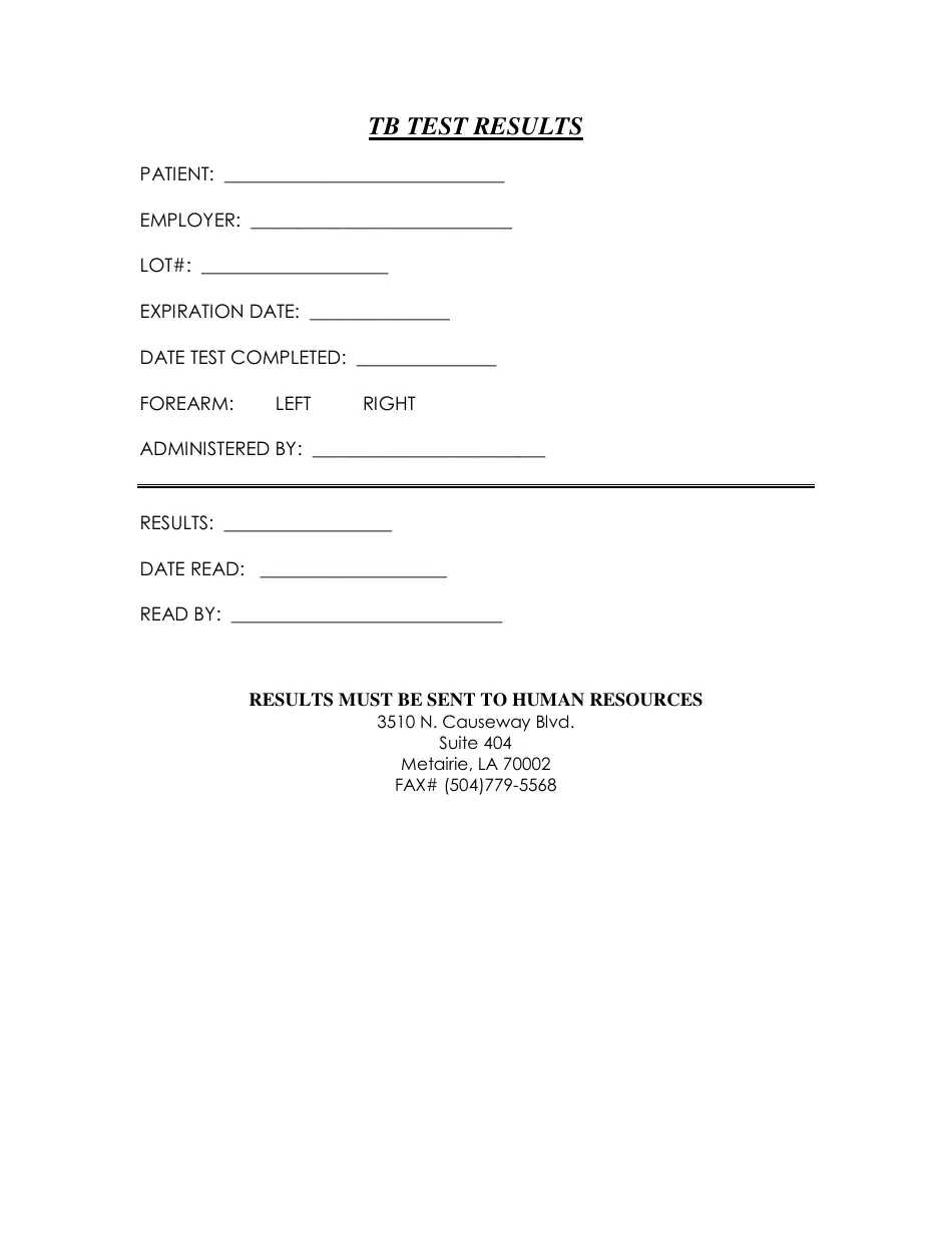Printable 2 Step Tb Test Form For Employment