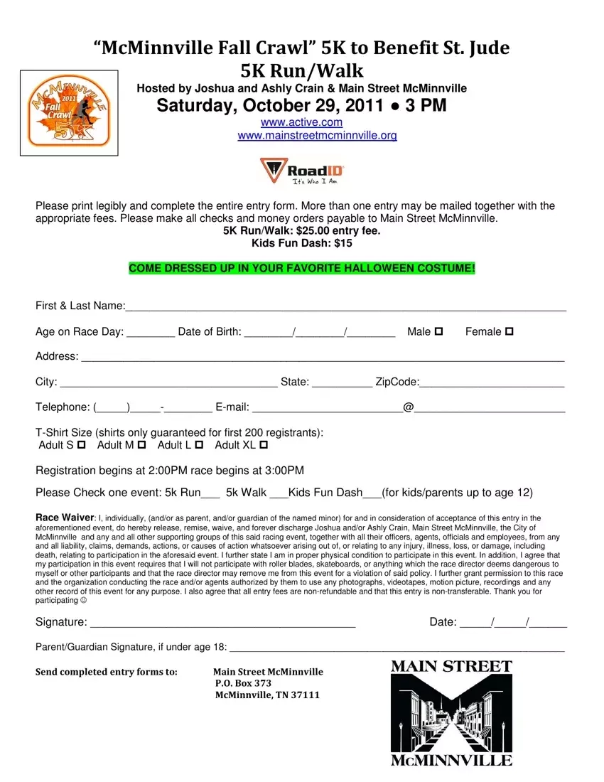Printable 5K Registration Form Fill Out Printable PDF Forms Online