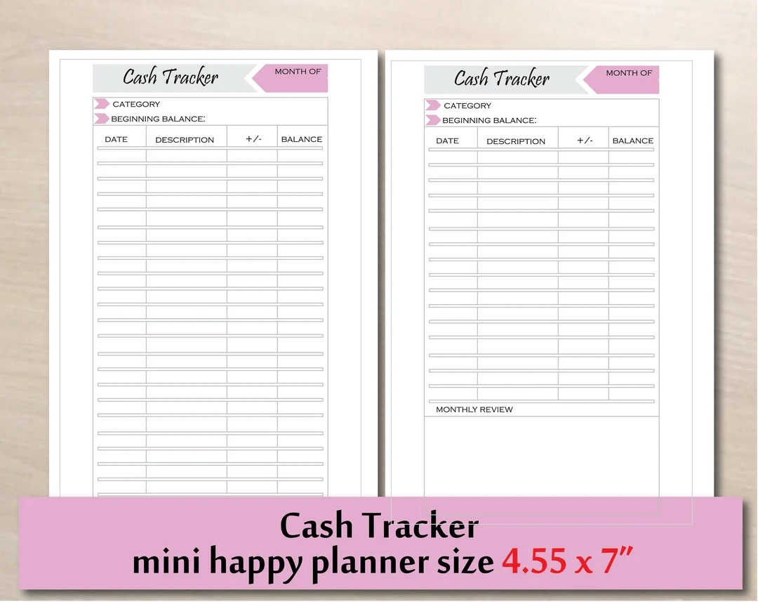 Printable Cash Tracker For Cash Envelope System Mini Happy Planner Printable Cash Track Cash Envelope Template Instant Download Etsy