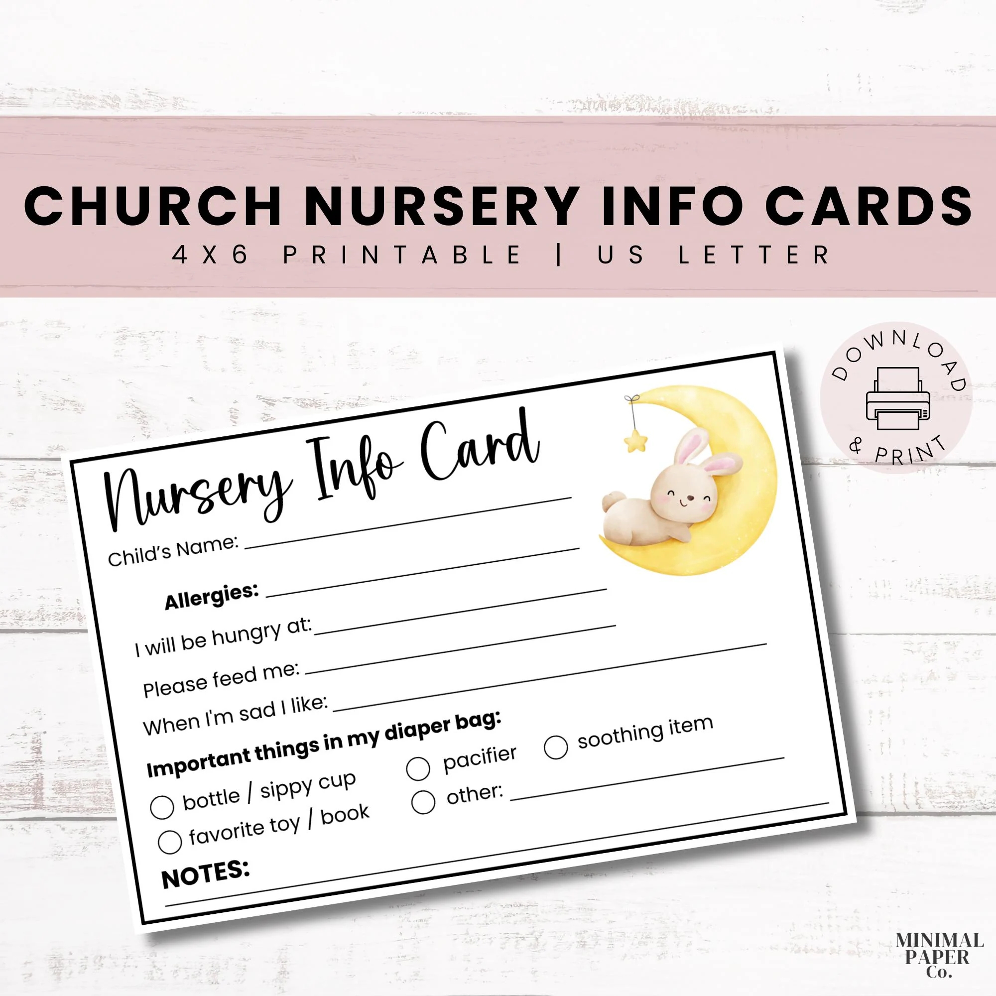 Printable Church Nursery Info Card Parent Note For Infant Church Nursery Christian Gift For Children s Ministry Nursery Report Etsy