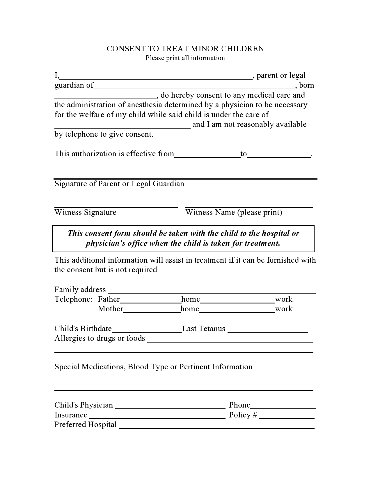 Printable Consent Form Printable Consent Form