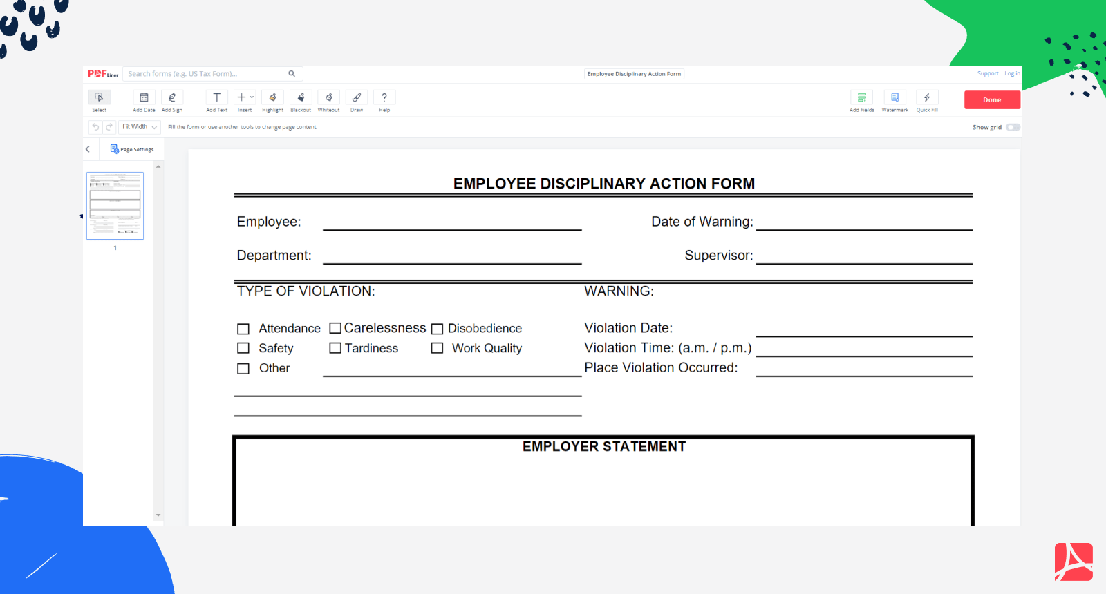 Printable Pdf Employee Discipline Form