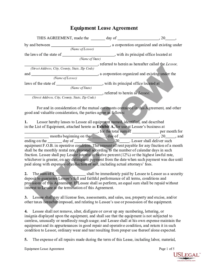 Printable Free Equipment Rental Agreement Form Template In Georgia US Legal Forms