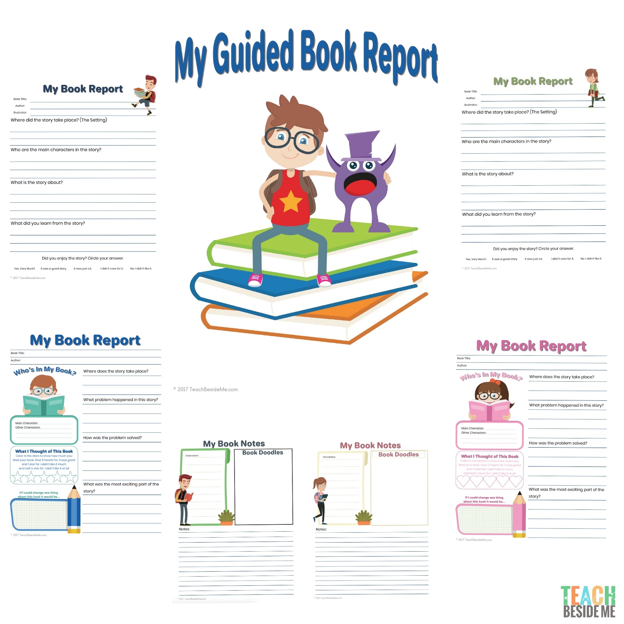 Printable Guided Book Report Template For Kids Teach Beside Me