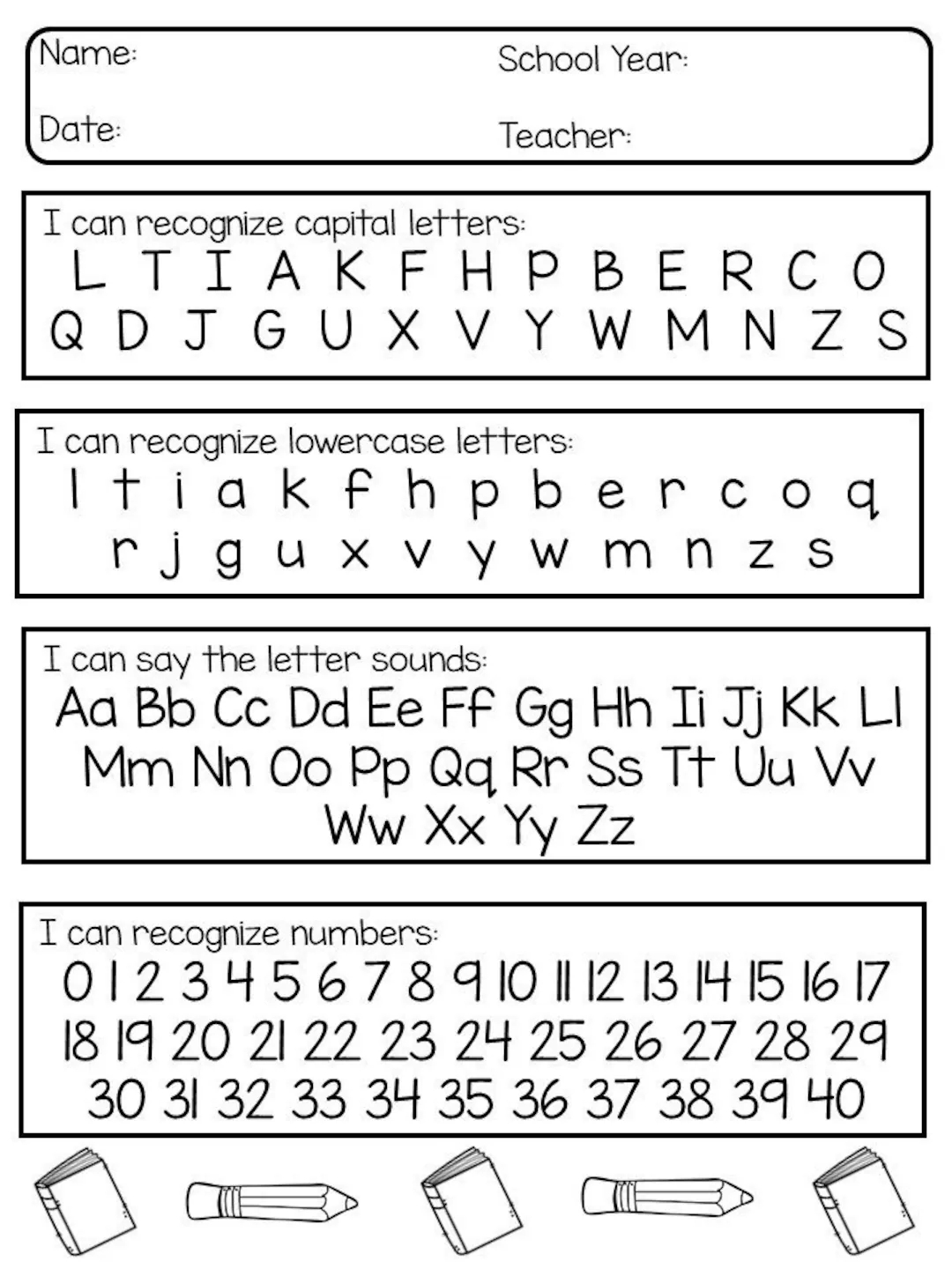 Printable Kindergarten Assessment Worksheets Etsy