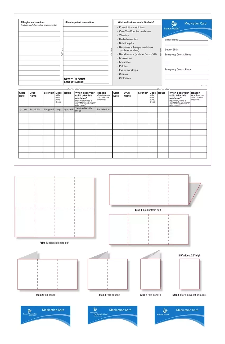 Printable Medication List For Wallet PDF Form FormsPal