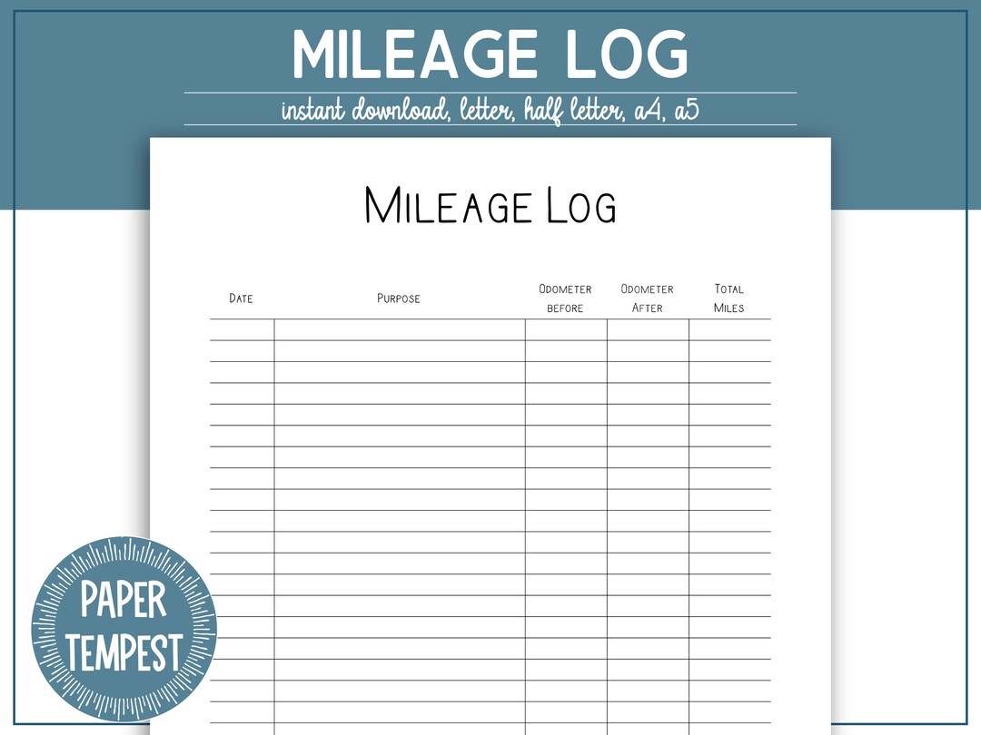 Free Printable Mileage Log Form