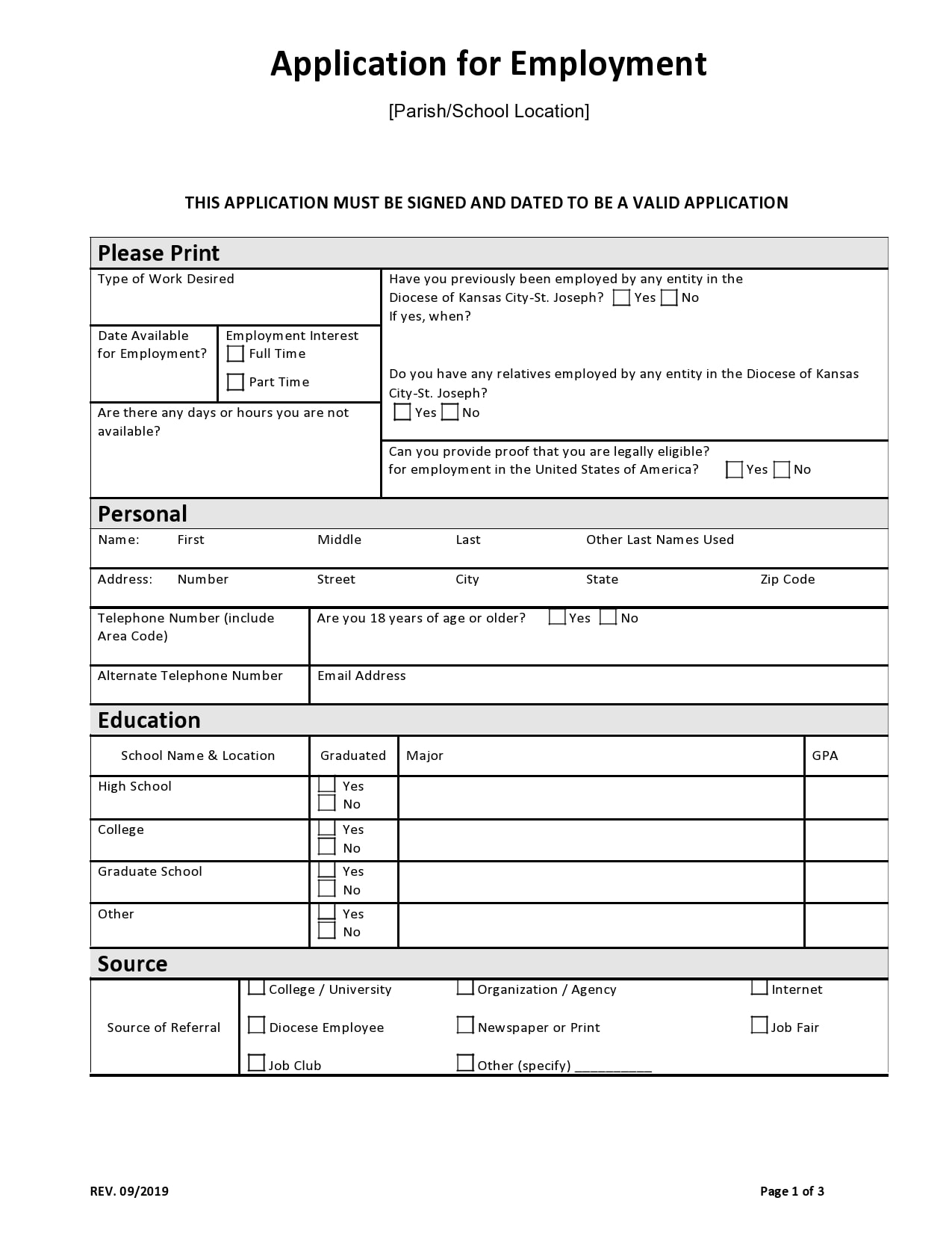 Printable Standard Job Application Printable Design Resources
