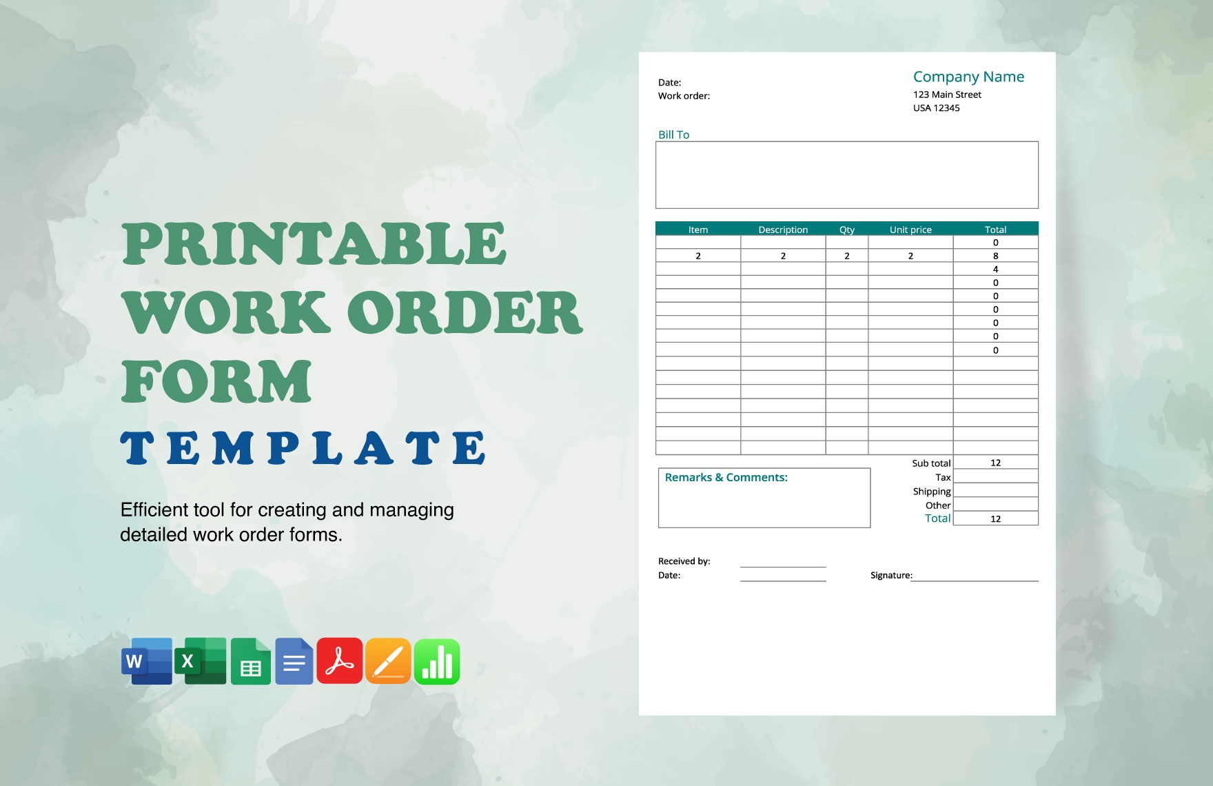 Printable Work Order Form Template In Word Excel Apple Pages Apple Numbers PDF Google Sheets Google Docs Download Template Printable Work Order Form Template In Word Excel Apple Pages Apple Numbers PDF Google Sheets Google Docs Download Template