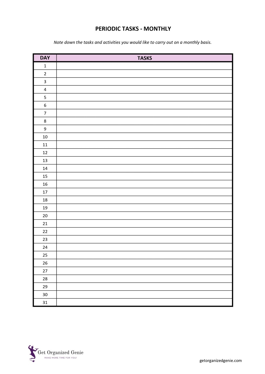 Free Printable Organizing Forms