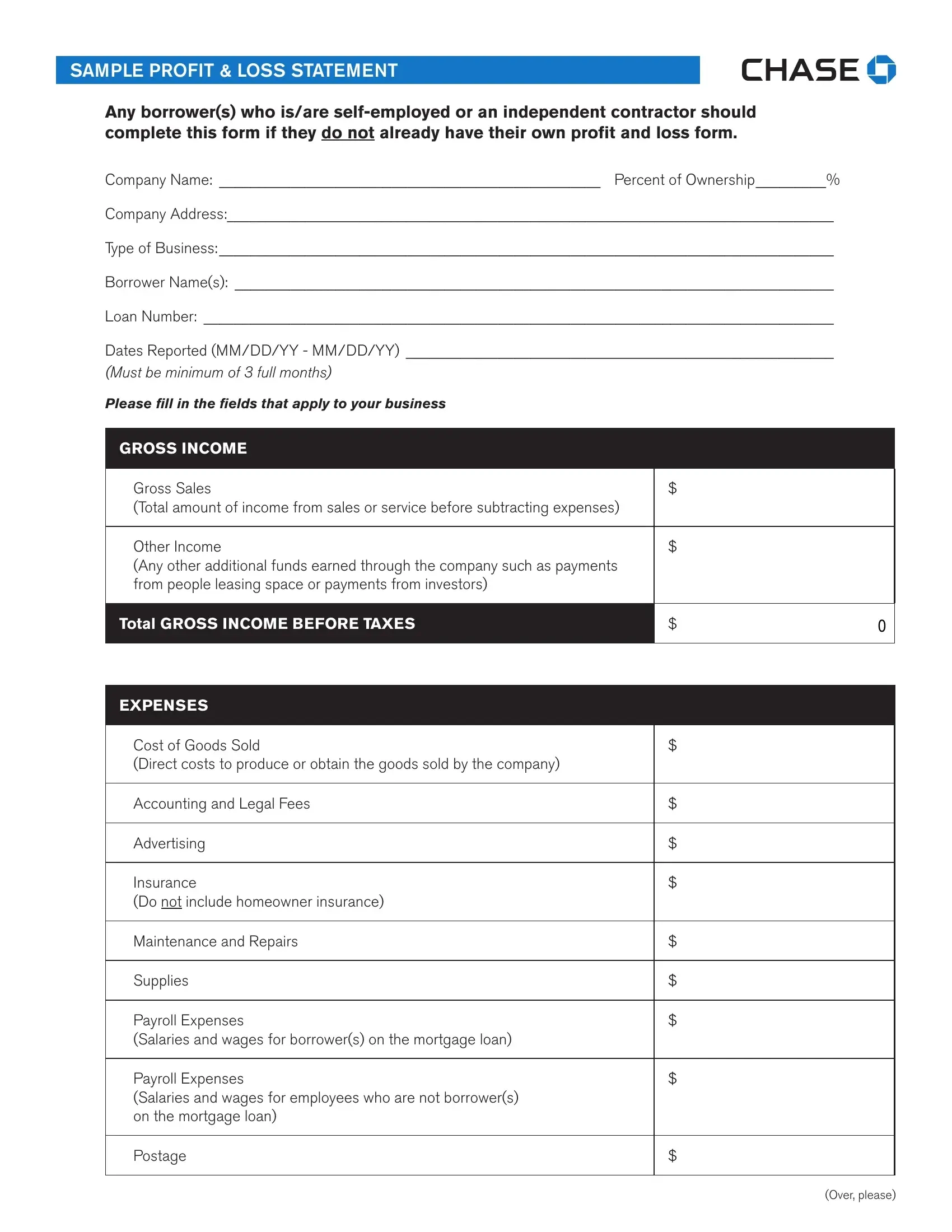 Profit Loss Statement Form Fill Out Printable PDF Forms Online