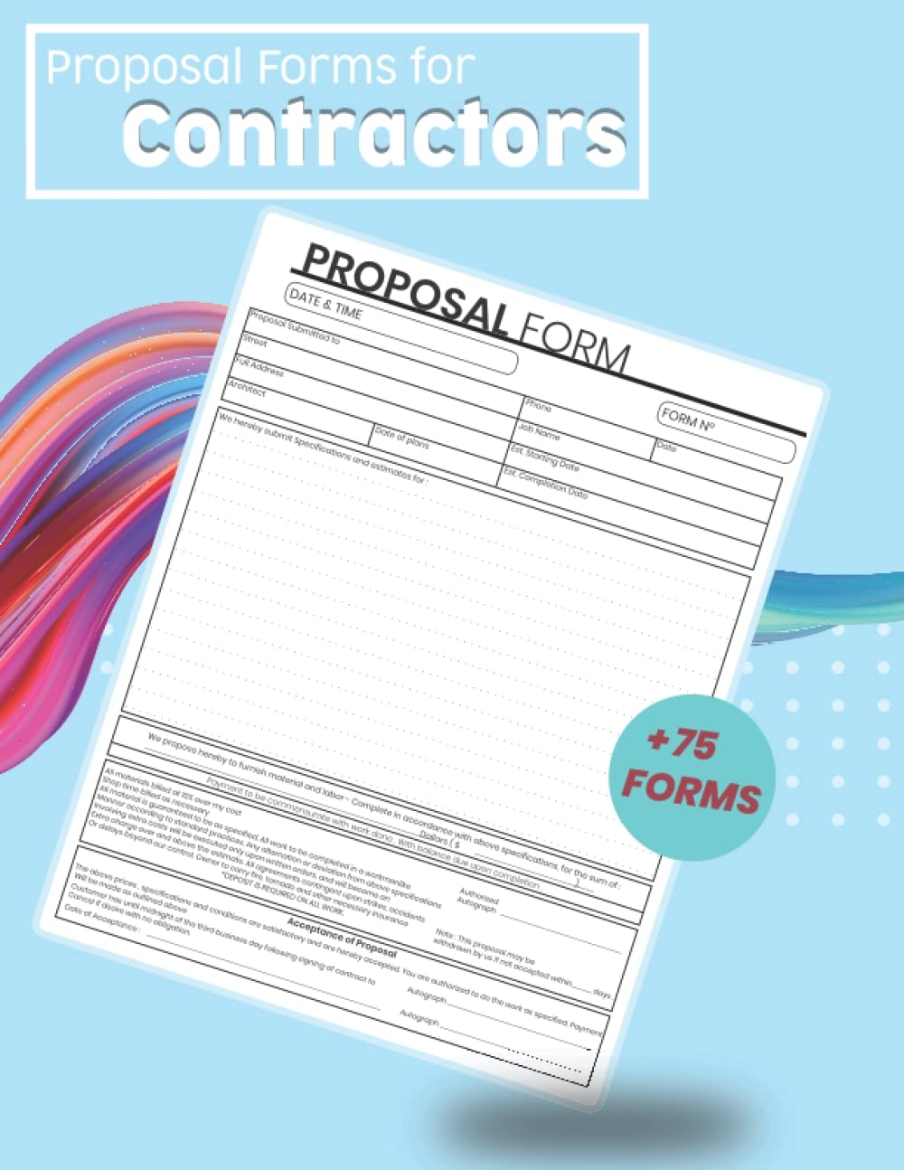 Proposal Forms For Contractors Contractor Bid Proposal Form 75 Forms Carbonless but One For You And One For Your Customer 8 5 X 11 Inches Publishing Co kikiz Amazon Books
