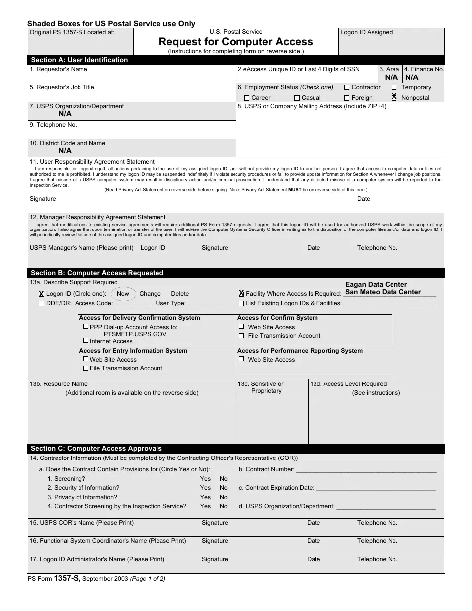 PS Form 1357 S Fill Out Sign Online And Download Printable PDF Templateroller