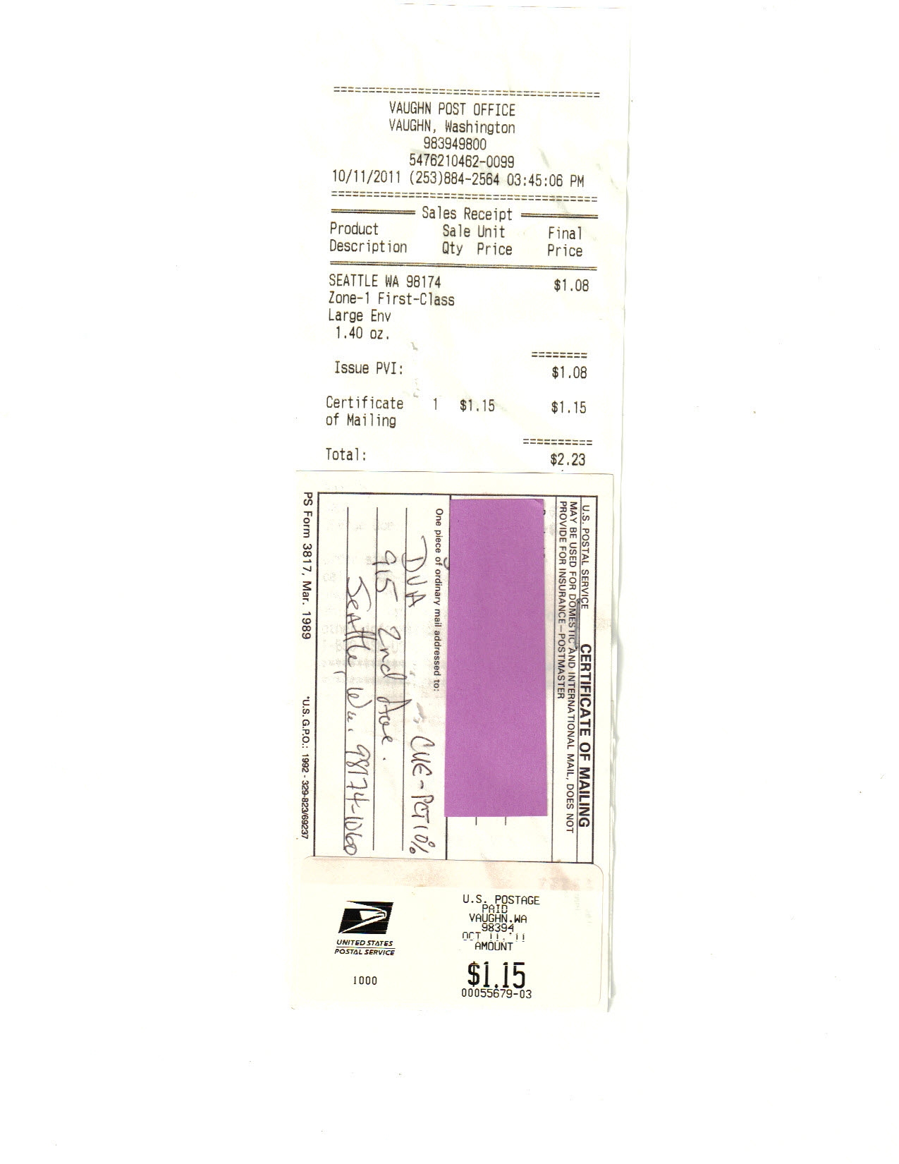 PS FORM 3817 TO THE RESCUE Veterans Claims Help