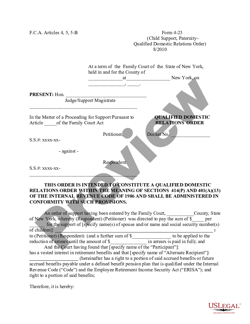 Qualified Domestic Relations Order Form Form