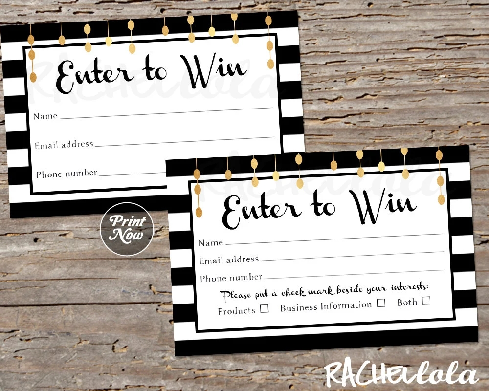 Raffle Ticket Template Printable Door Prize Entry Form Enter To Win Giveaway Photography Photo Session Instant Download Mary Kay Gold Etsy