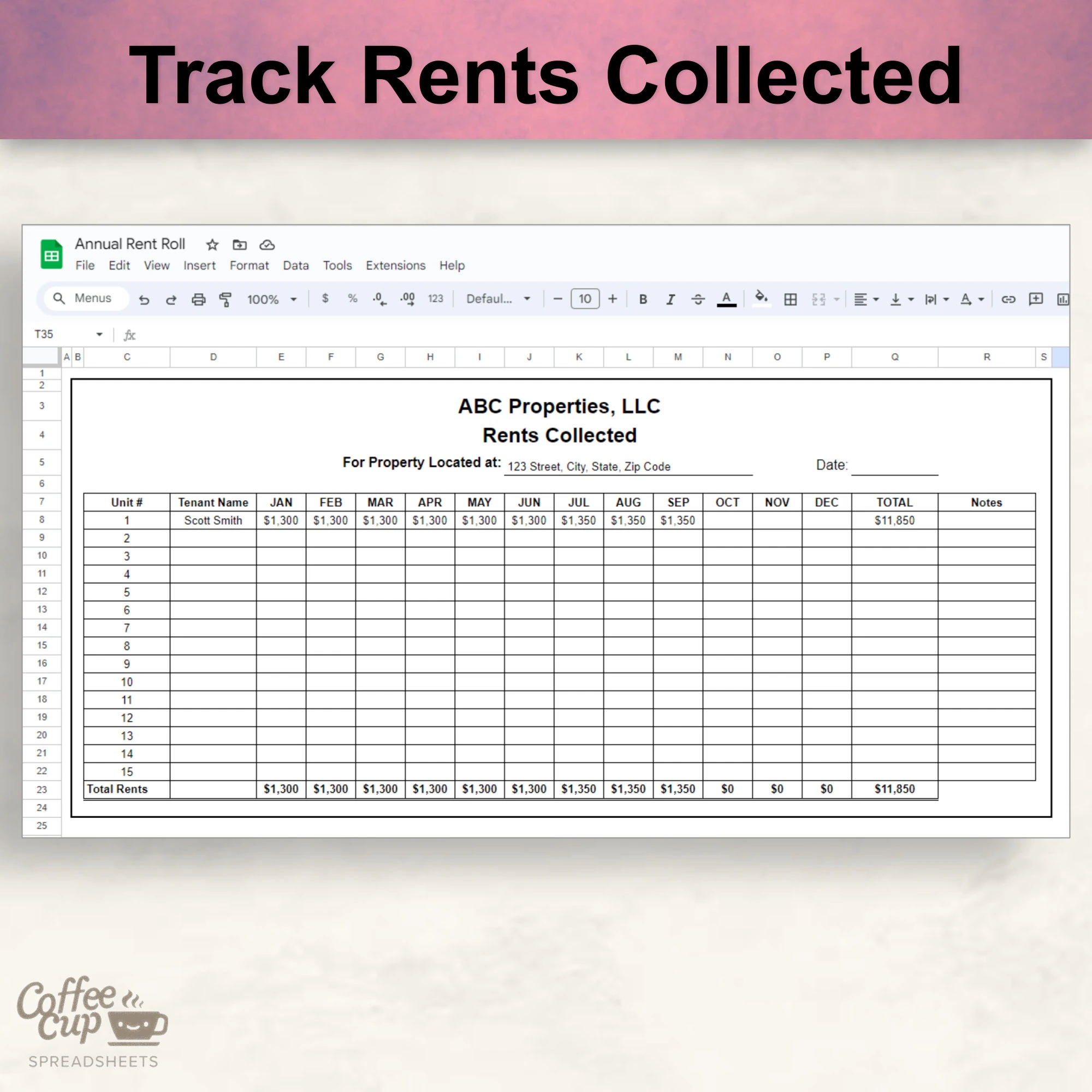 Free Printable Rent Roll Form