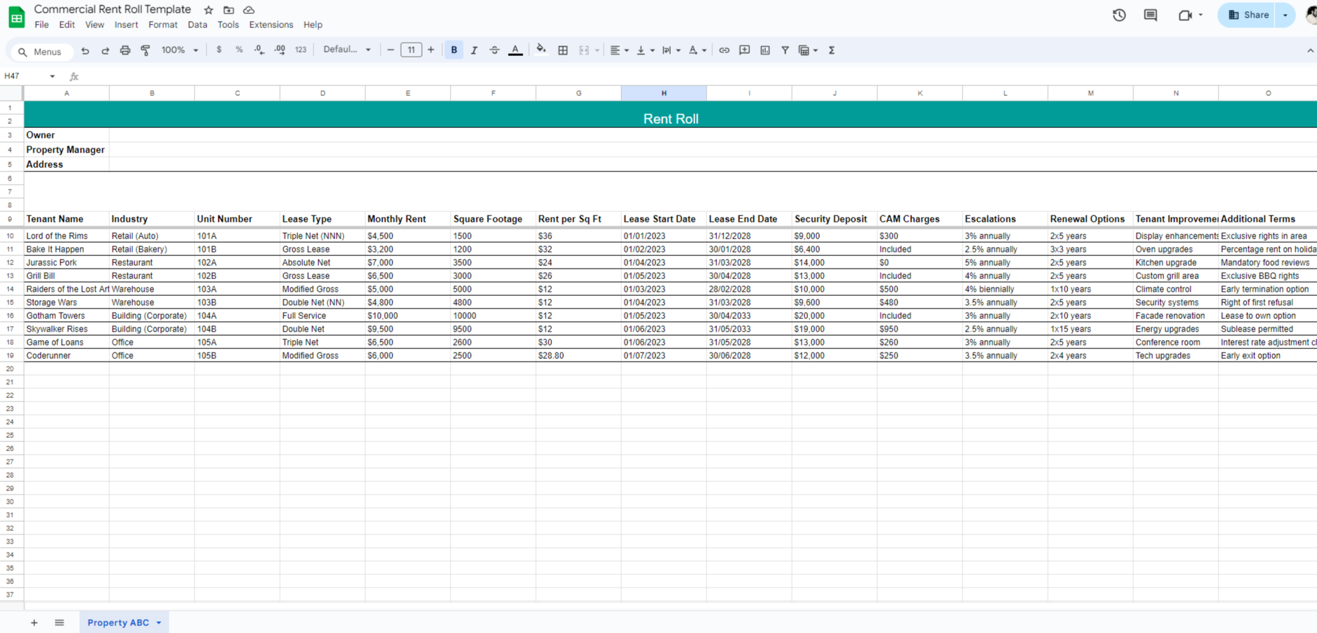 Rent Roll Template And How To Use It EXAMPLE LeaseRef