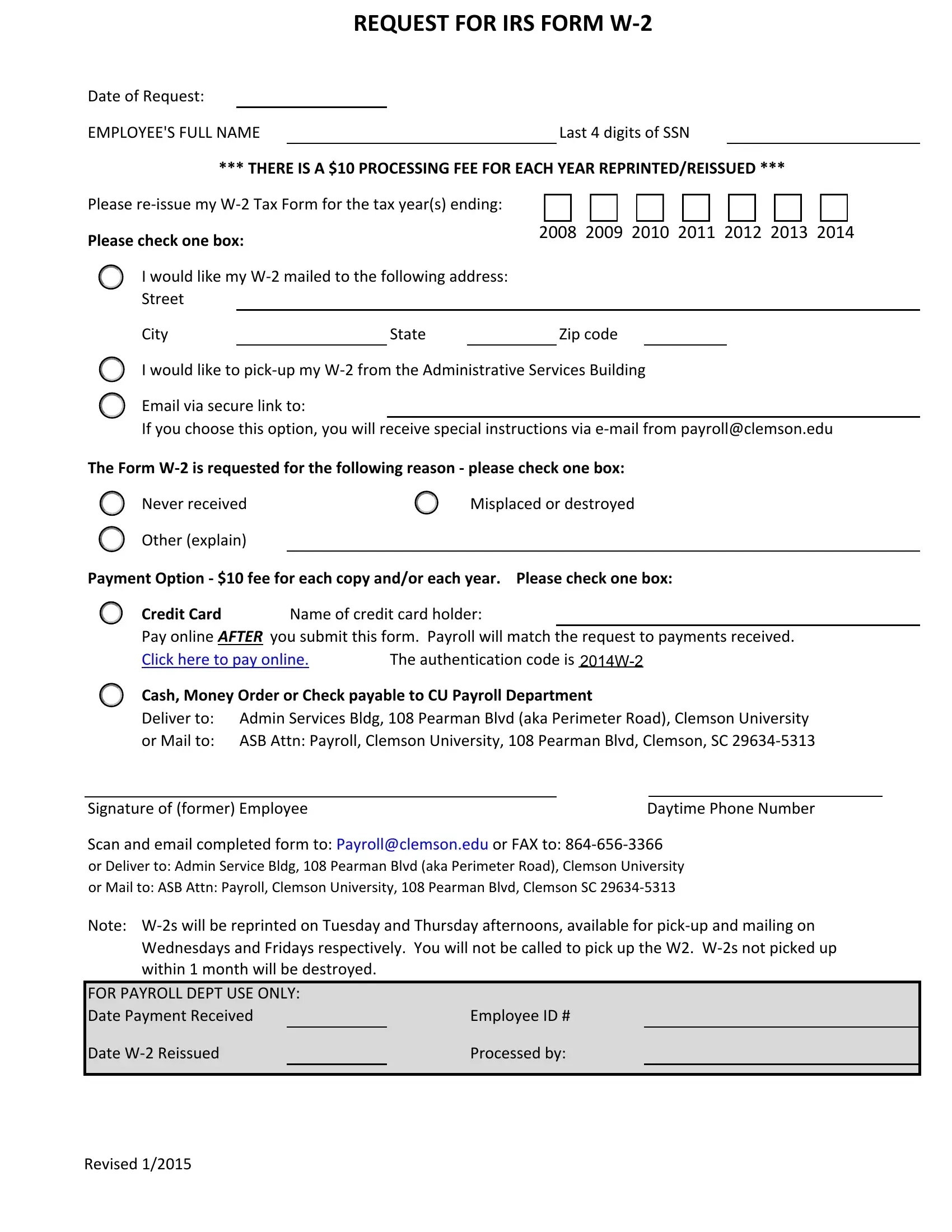 Request For Irs Form W 2 Fill Out Printable PDF Forms Online