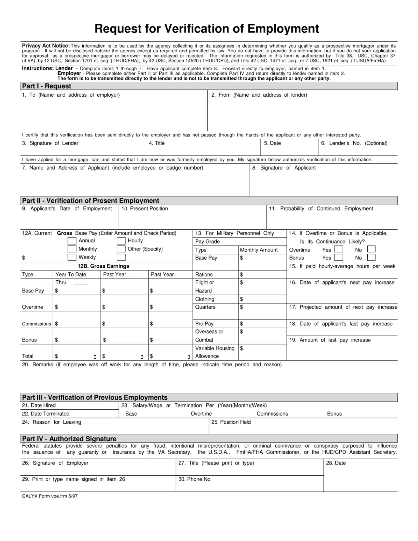 Request Verification Of Employment PDF Form FormsPal Request Verification Of Employment PDF Form FormsPal