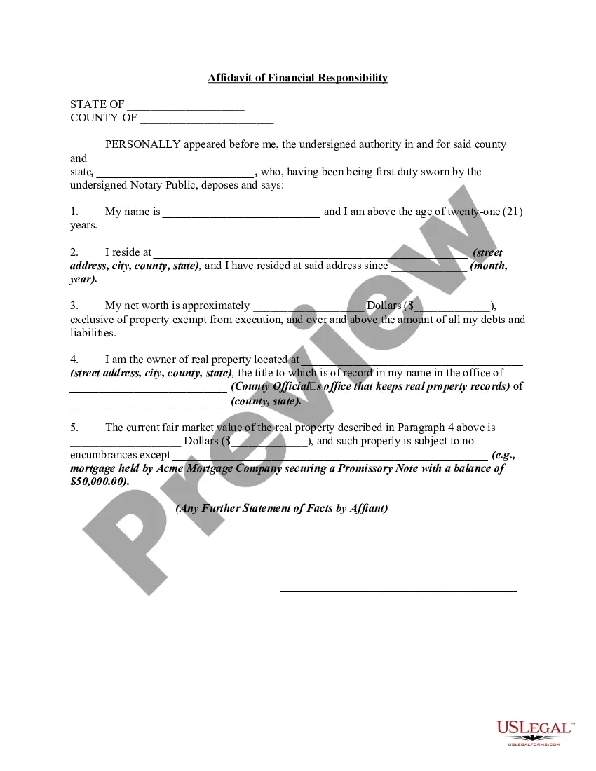 Rhode Island Affidavit Of Financial Responsibility US Legal Forms