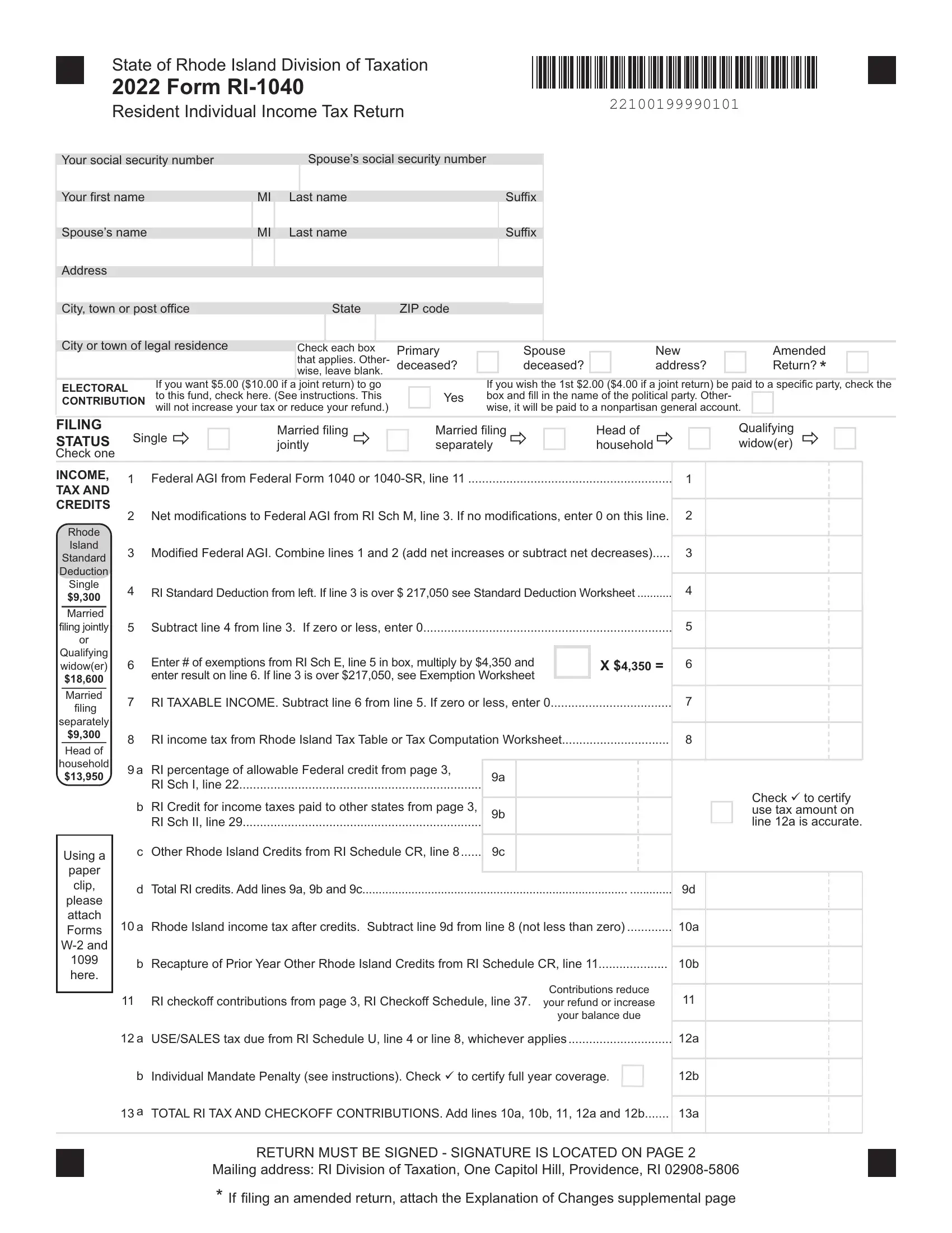 Ri 1040 Form Fill Out Printable PDF Forms Online