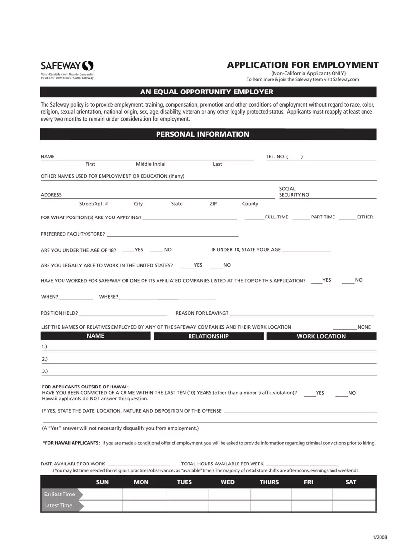Job Application Printable Form