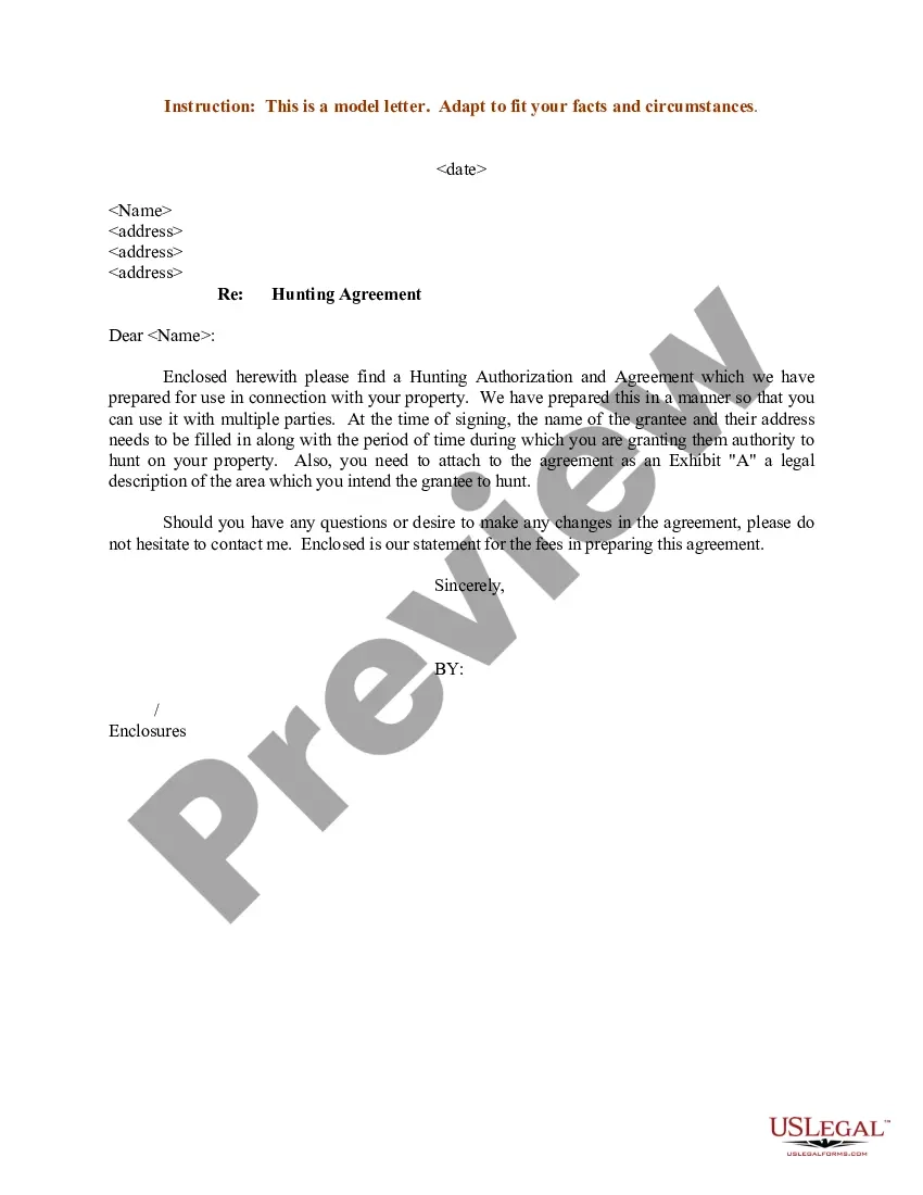 Sample Letter Regarding Hunting Authorization And Agreement US Legal Forms Sample Letter Regarding Hunting Authorization And Agreement US Legal Forms