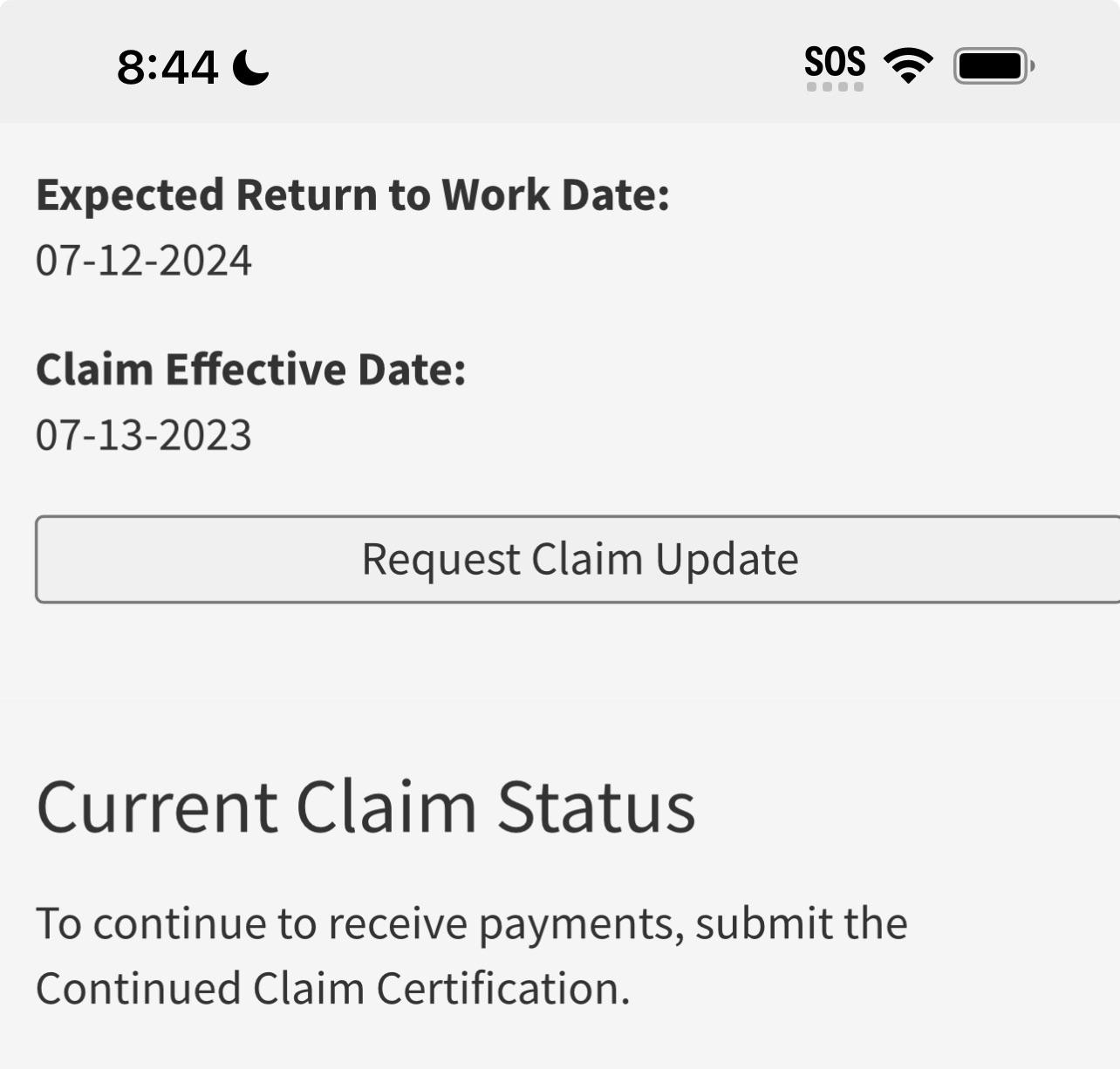 SDI Continued Claim R Edd