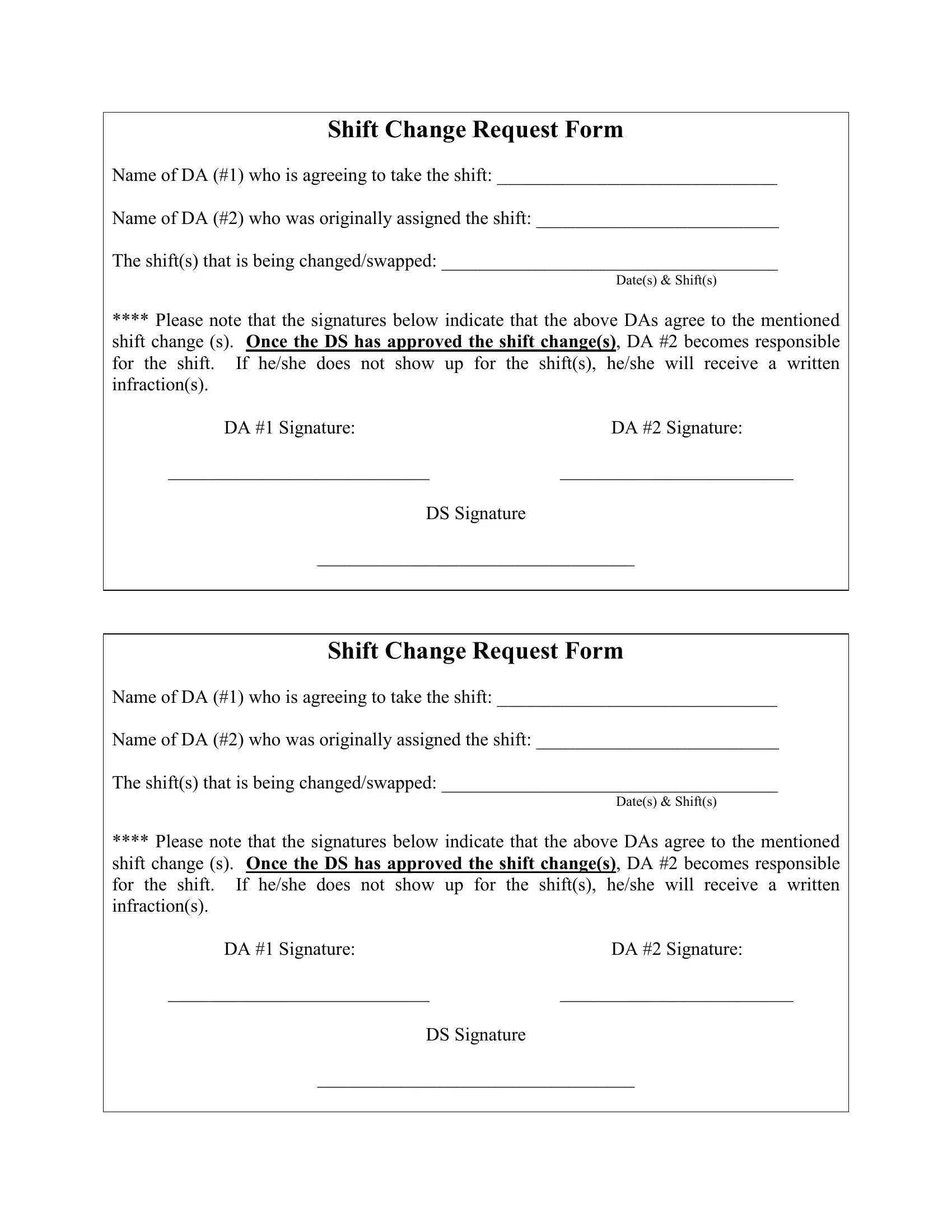 Shift Change Request Form Fill Out Printable PDF Forms Online Shift Change Request Form Fill Out Printable PDF Forms Online