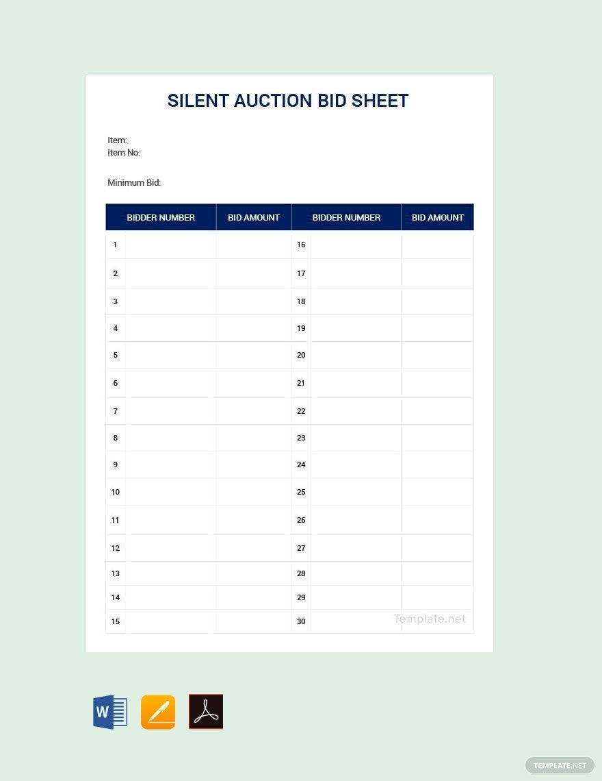Silent Auction Form Printable