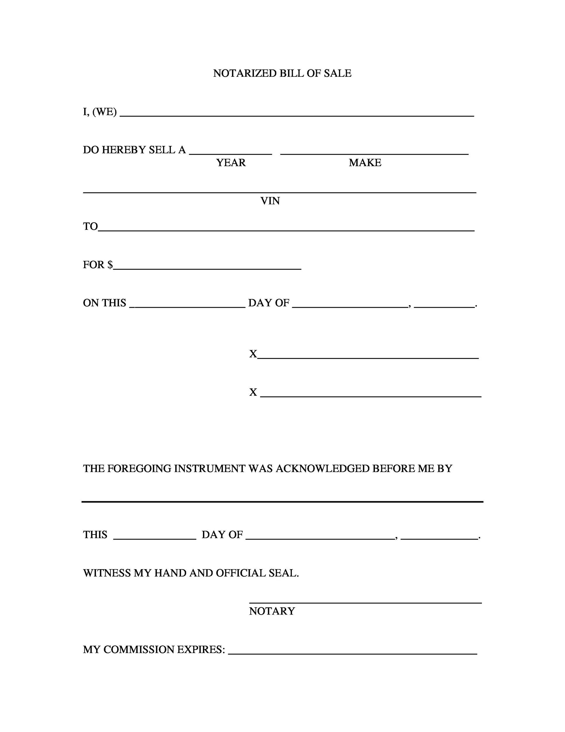Bill Of Sale Form Free Printable