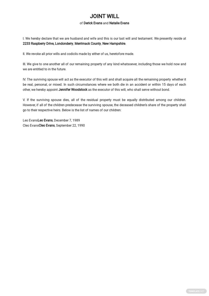 Simple Joint Will Template In Word Google Docs Download Template Simple Joint Will Template In Word Google Docs Download Template