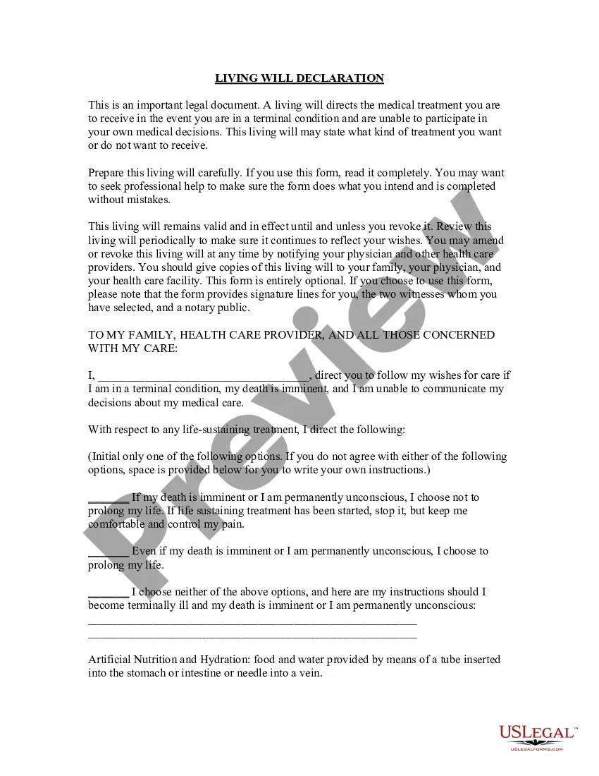 Sioux Falls South Dakota Statutory Living Will US Legal Forms