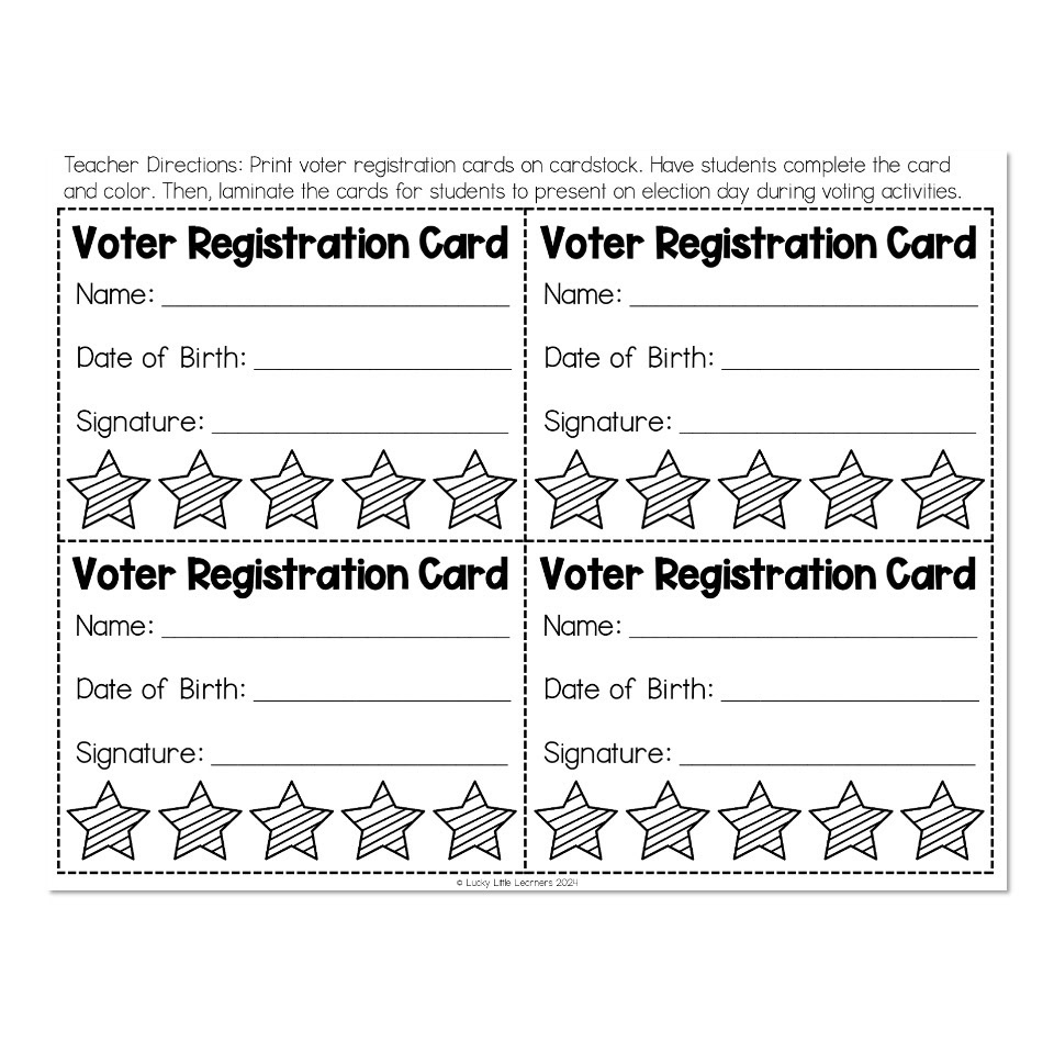 Social Studies Election And Voting Voter Registration Card Lucky Little Learners Social Studies Election And Voting Voter Registration Card Lucky Little Learners