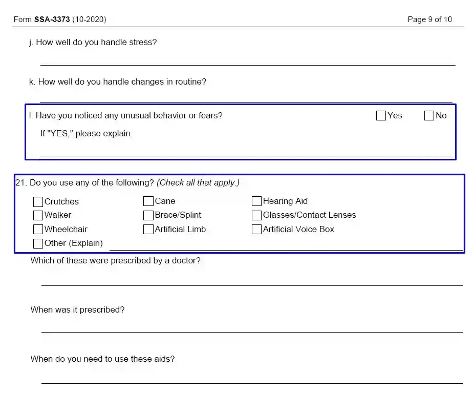 SSA Form SSA 3373 BK Fill Out Printable PDF Forms Online