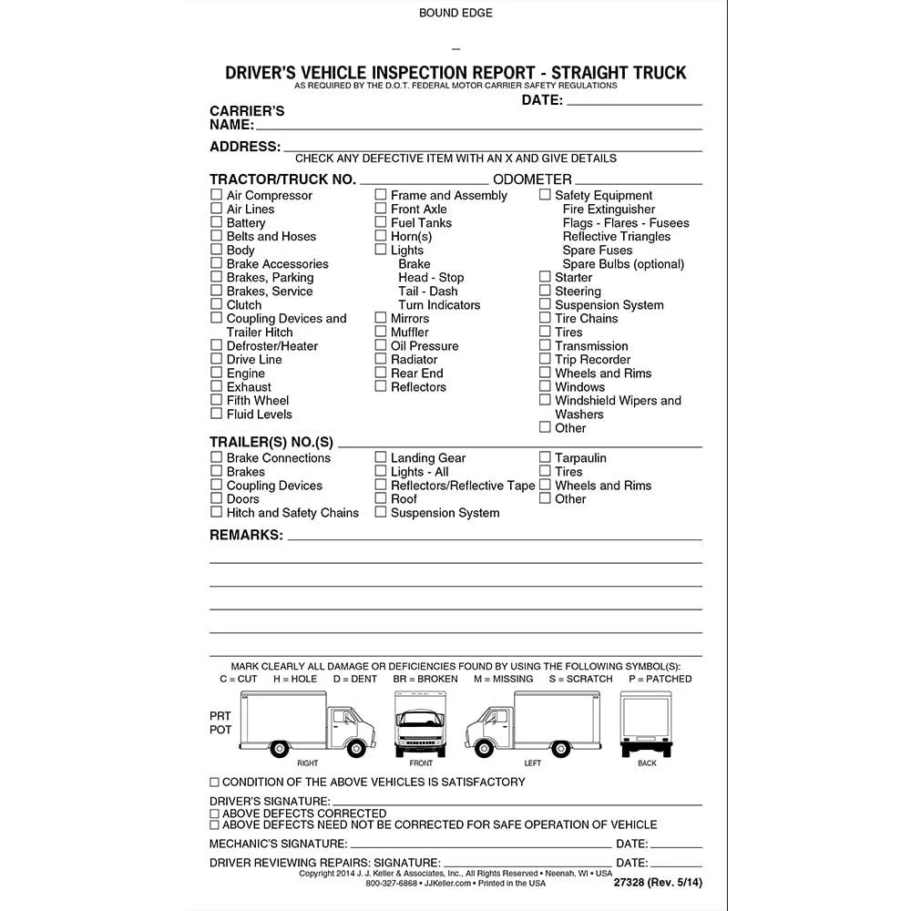 Federal Dot Inspection Form Printable