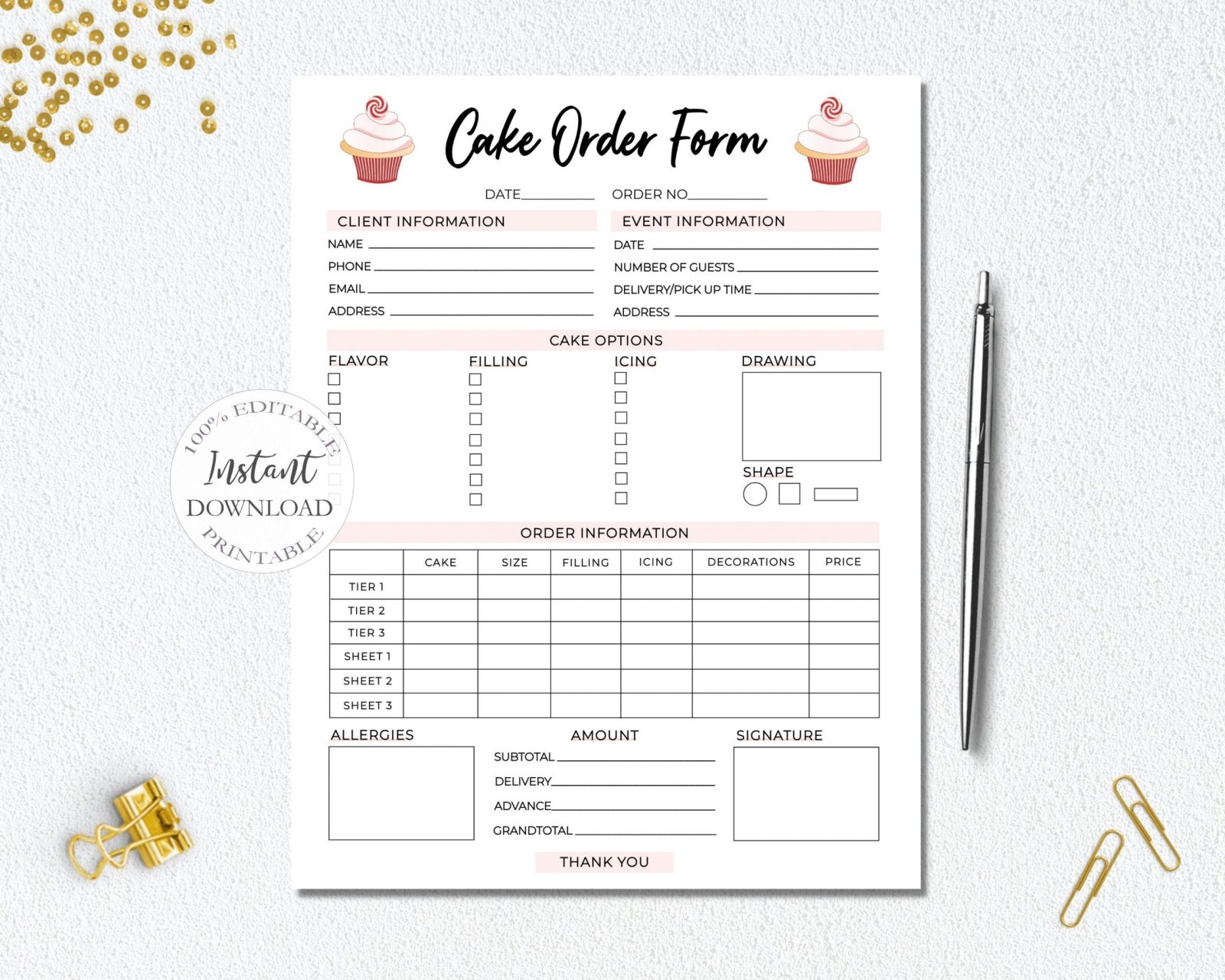 SunRayArt Designs Custom Order Form Template Editable Forms SunRayArt Designs Custom Order Form Template Editable Forms