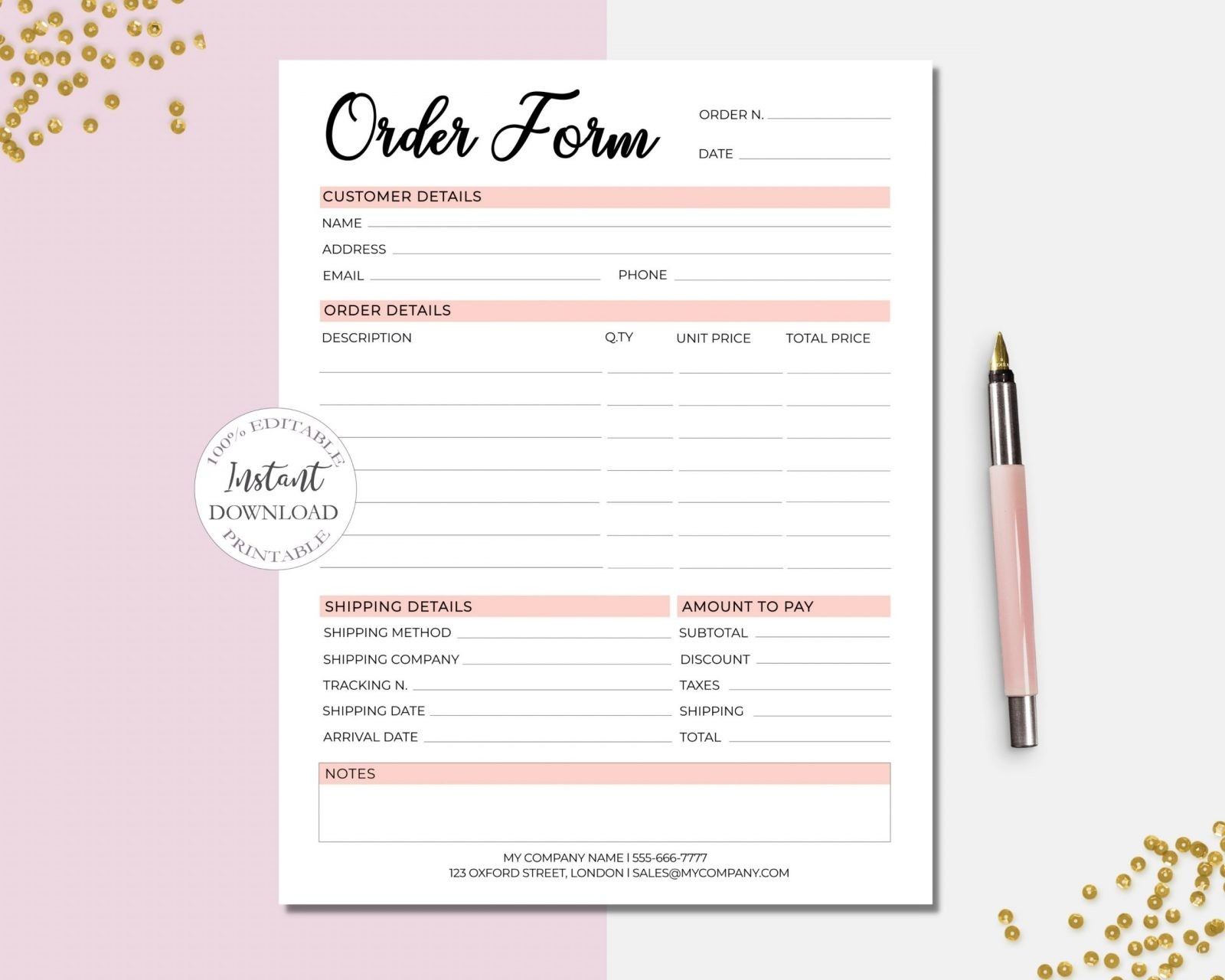 SunRayArt Designs Editable Order Form Template SunRayArt Designs Editable Order Form Template