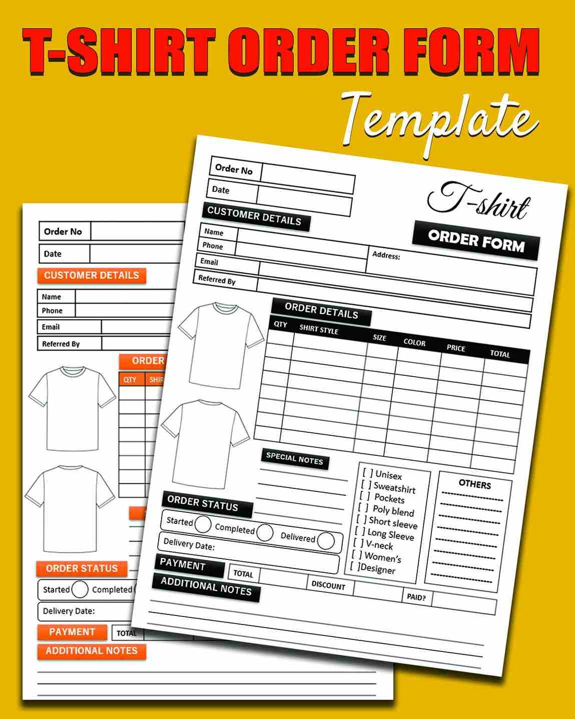 Printable Tshirt Order Forms Printable Tshirt Order Forms