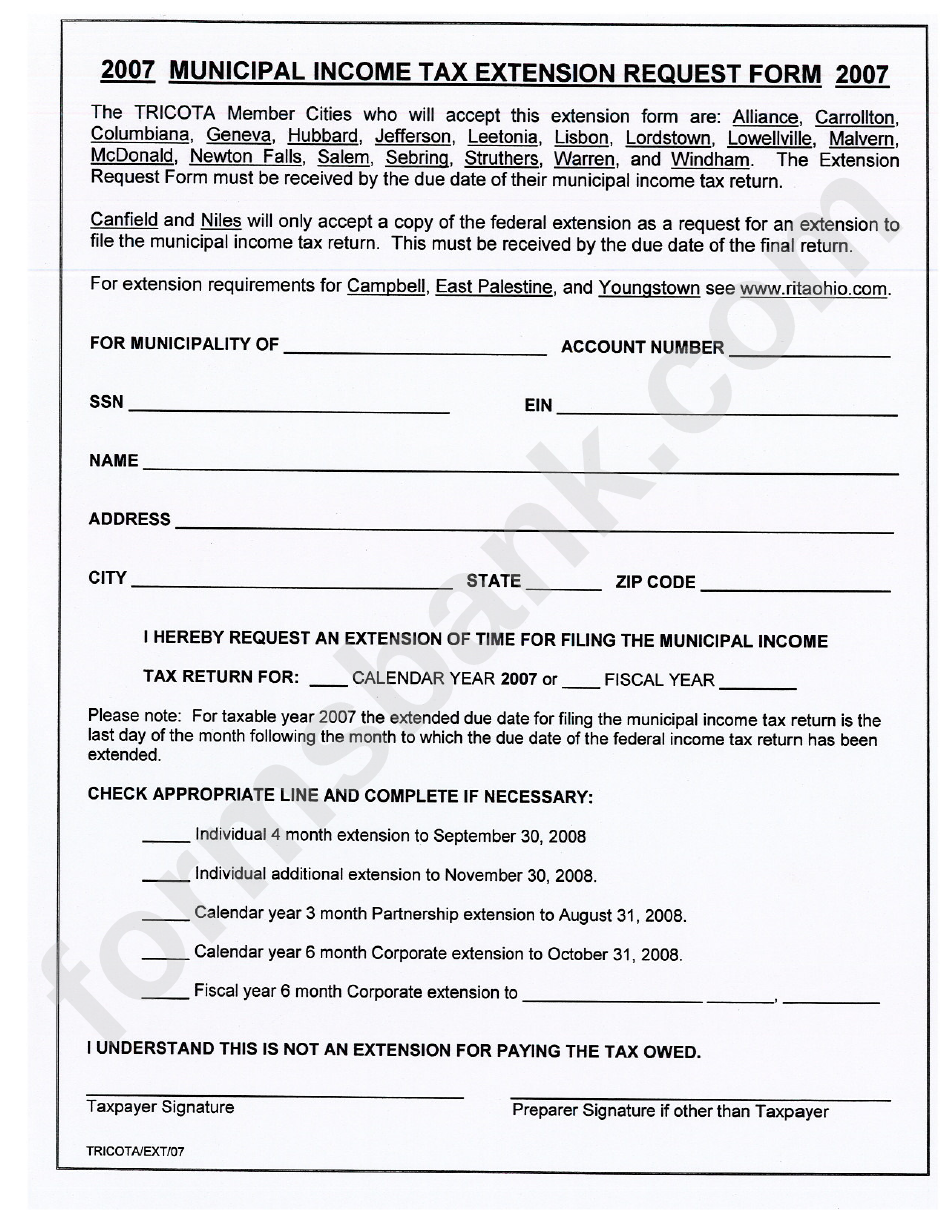 Tax Extension Printable Form Printable Party Favors