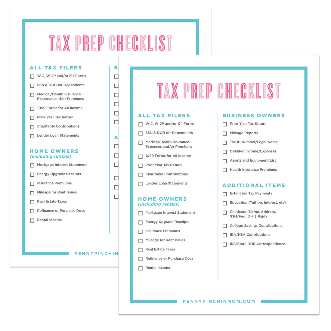 Tax Prep Checklist Printable